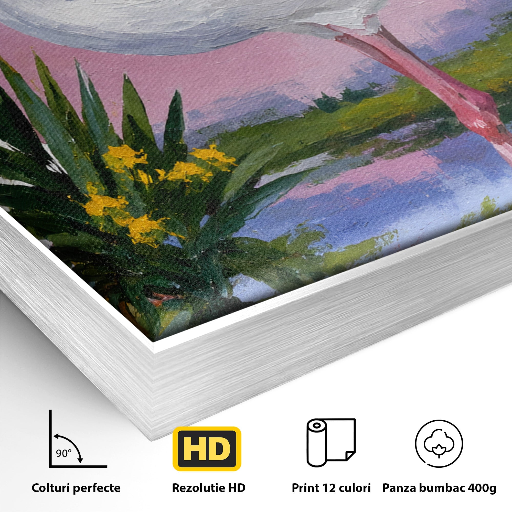 Tablou Canvas Premium LuxCanva® M1664, Flamingo Exotic, Flamingo, Natura, Modern, Peisaj, Living, Culori Vibrante
