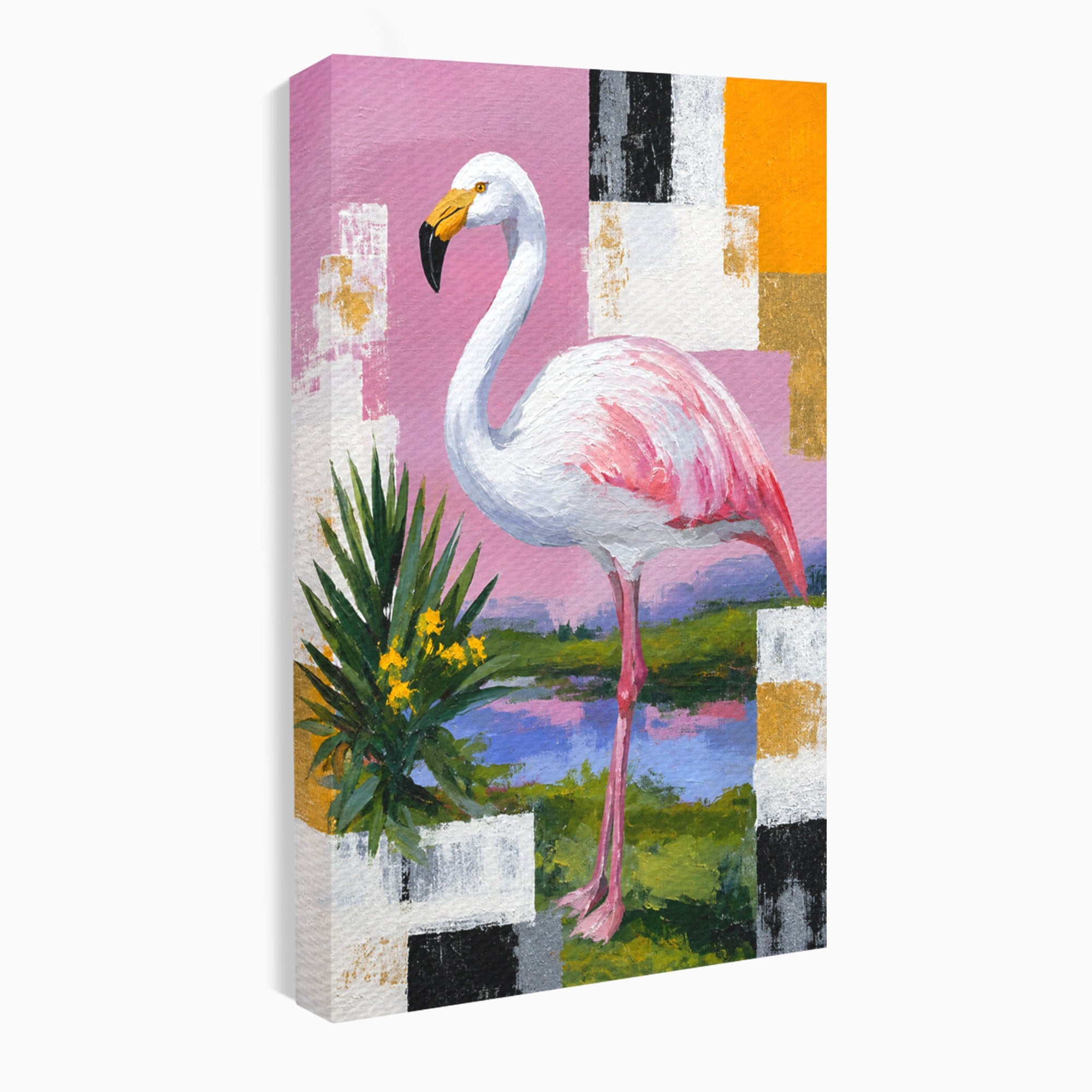 Tablou Canvas Premium LuxCanva® M1664, Flamingo Exotic, Flamingo, Natura, Modern, Peisaj, Living, Culori Vibrante