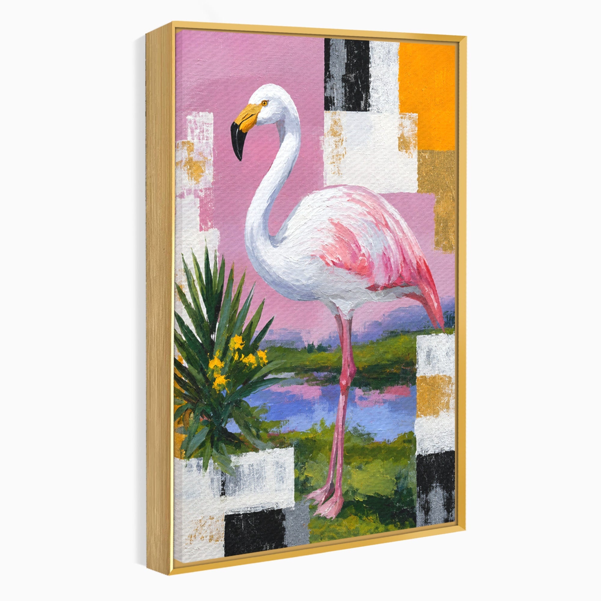 Tablou Canvas Premium LuxCanva® M1664, Flamingo Exotic, Flamingo, Natura, Modern, Peisaj, Living, Culori Vibrante