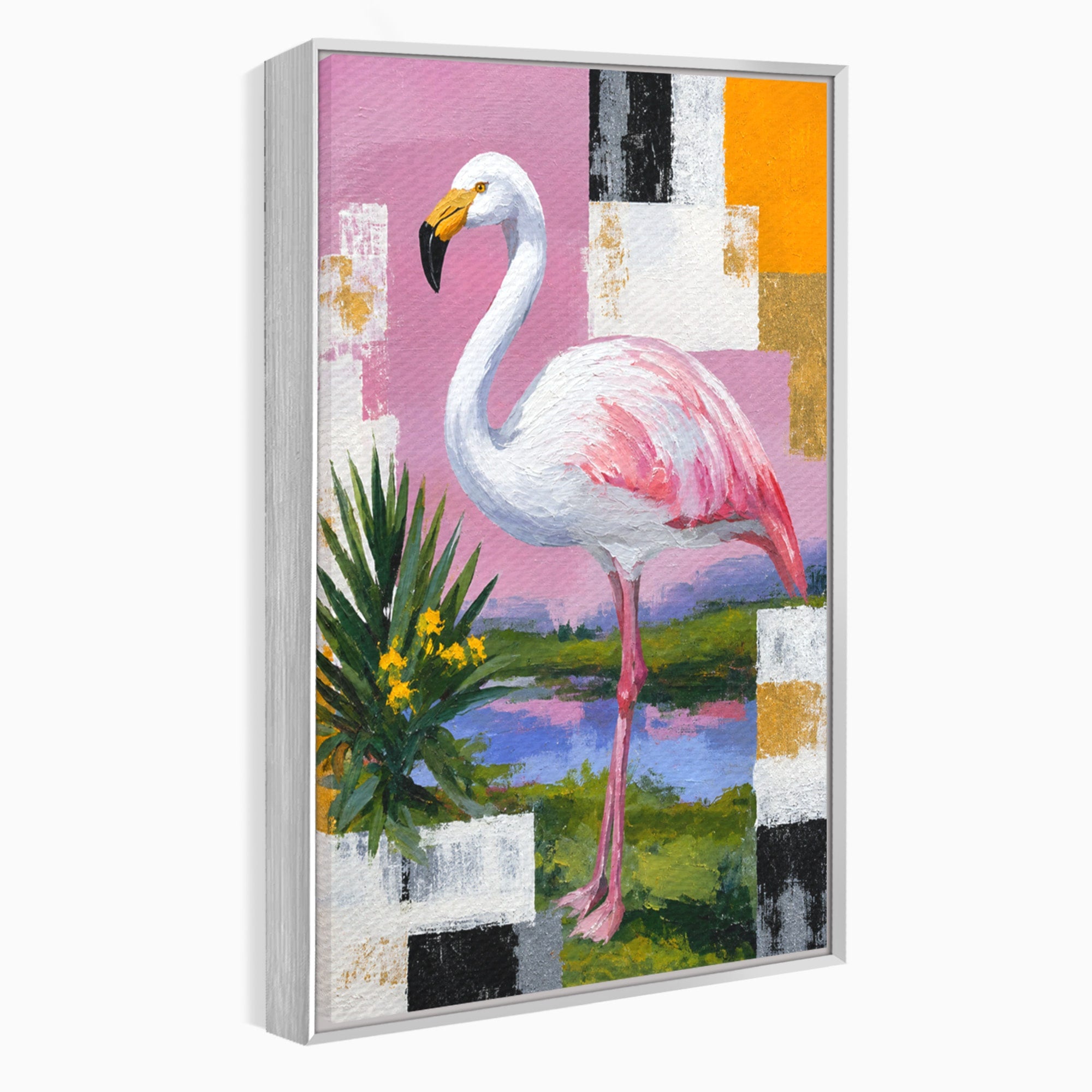 Tablou Canvas Premium LuxCanva® M1664, Flamingo Exotic, Flamingo, Natura, Modern, Peisaj, Living, Culori Vibrante
