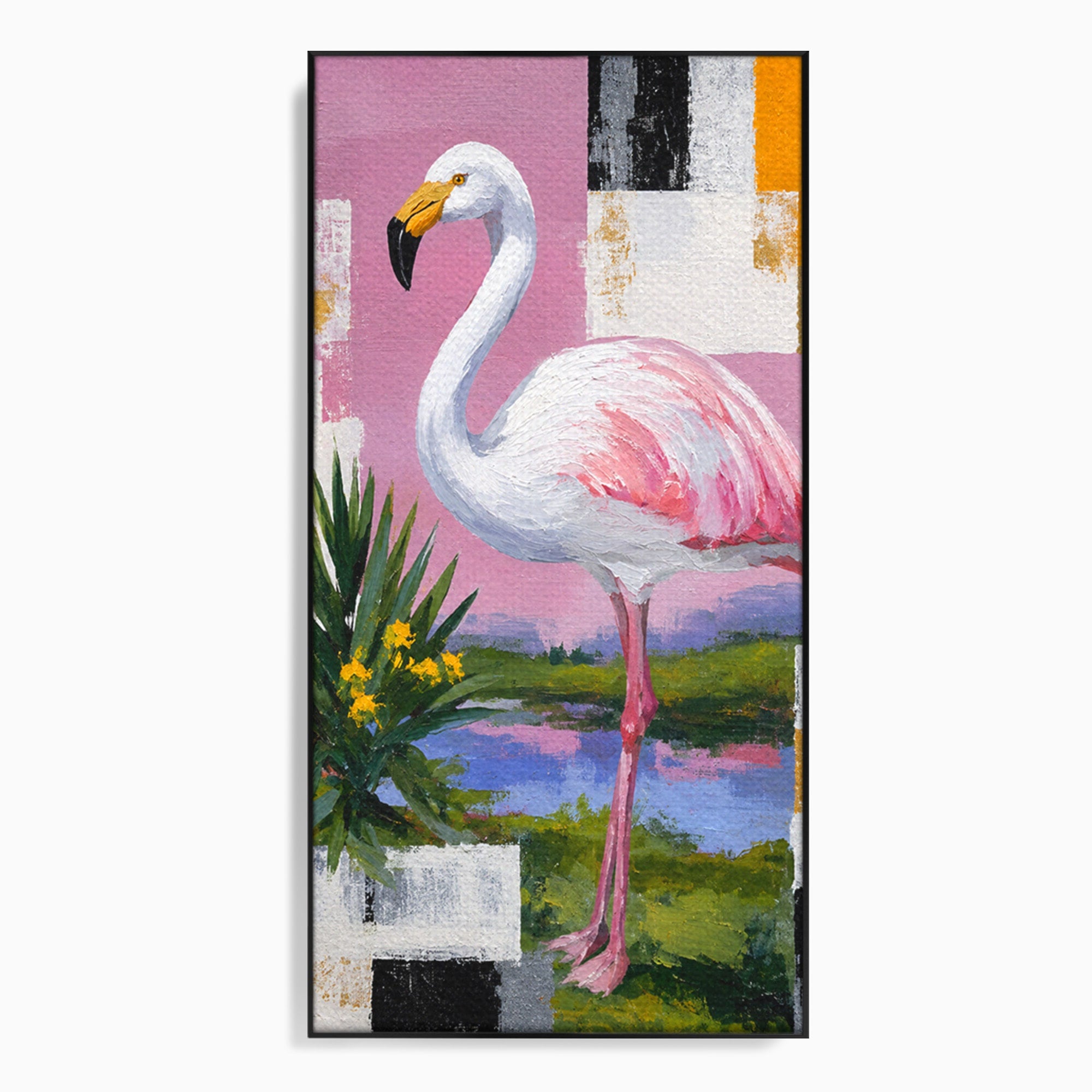 Tablou Canvas Premium LuxCanva® M1664, Flamingo Exotic, Flamingo, Natura, Modern, Peisaj, Living, Culori Vibrante