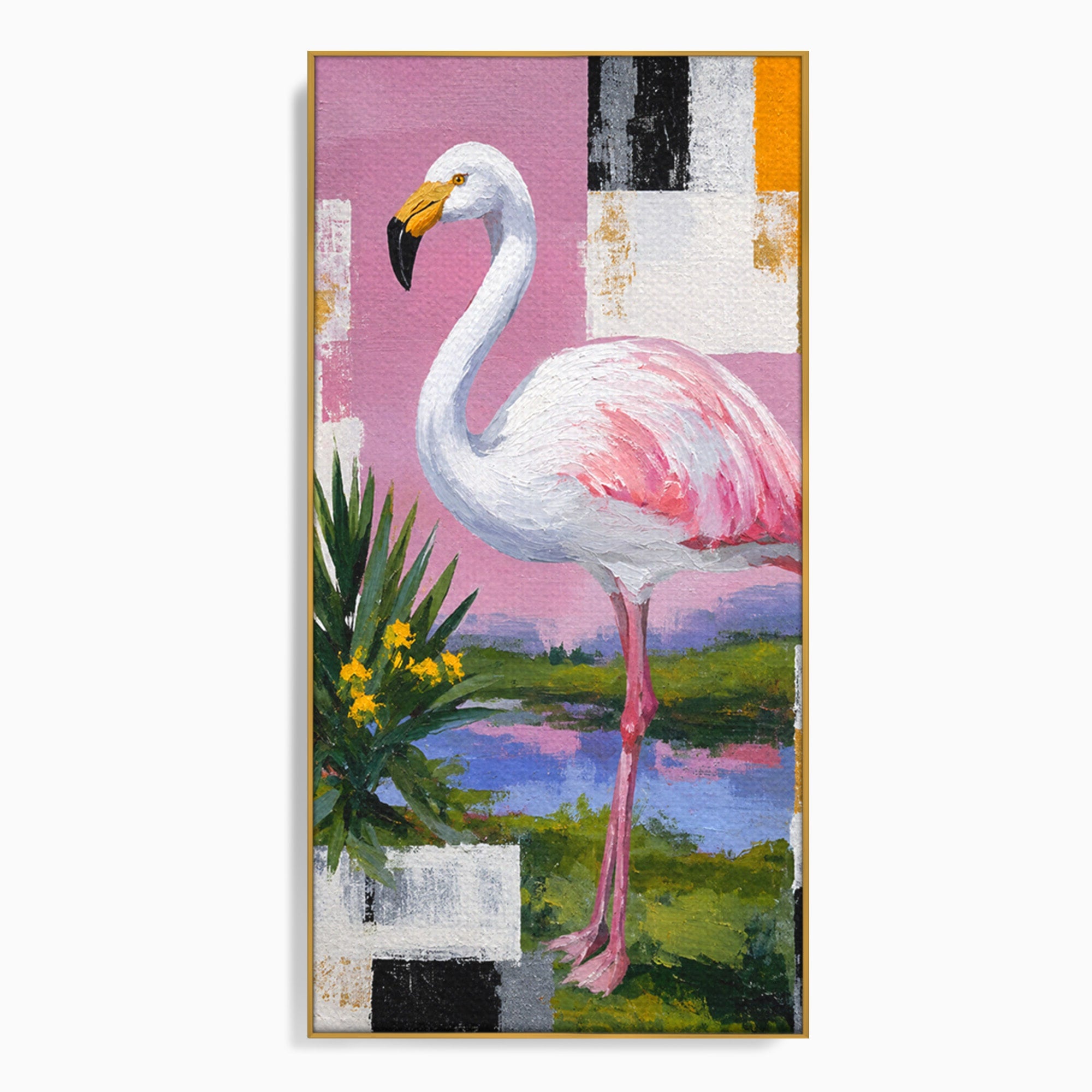 Tablou Canvas Premium LuxCanva® M1664, Flamingo Exotic, Flamingo, Natura, Modern, Peisaj, Living, Culori Vibrante