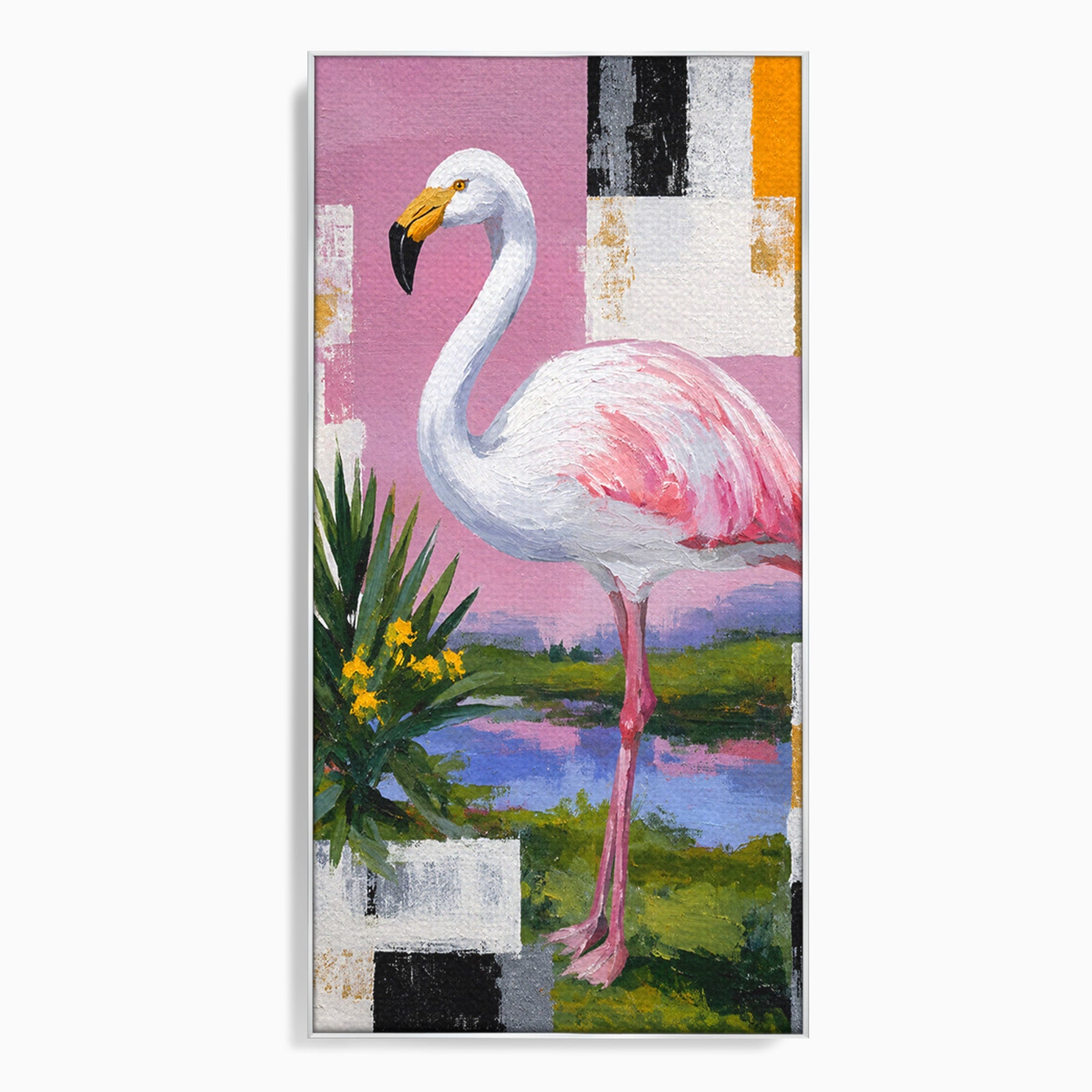 Tablou Canvas Premium LuxCanva® M1664, Flamingo Exotic, Flamingo, Natura, Modern, Peisaj, Living, Culori Vibrante