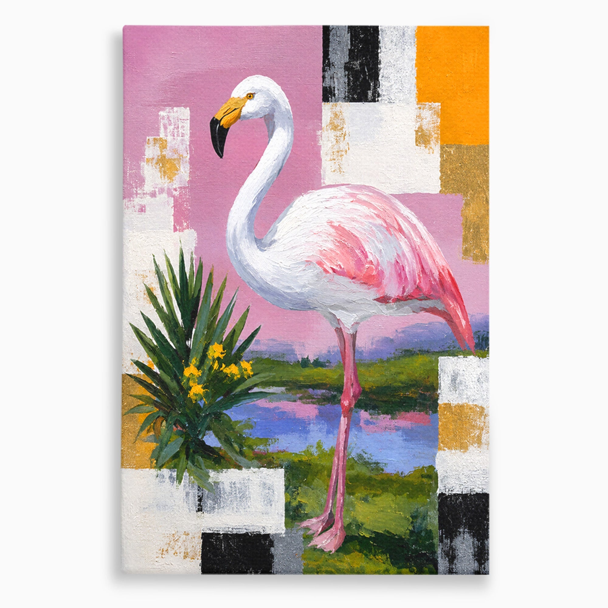Tablou Canvas Premium LuxCanva® M1664, Flamingo Exotic, Flamingo, Natura, Modern, Peisaj, Living, Culori Vibrante