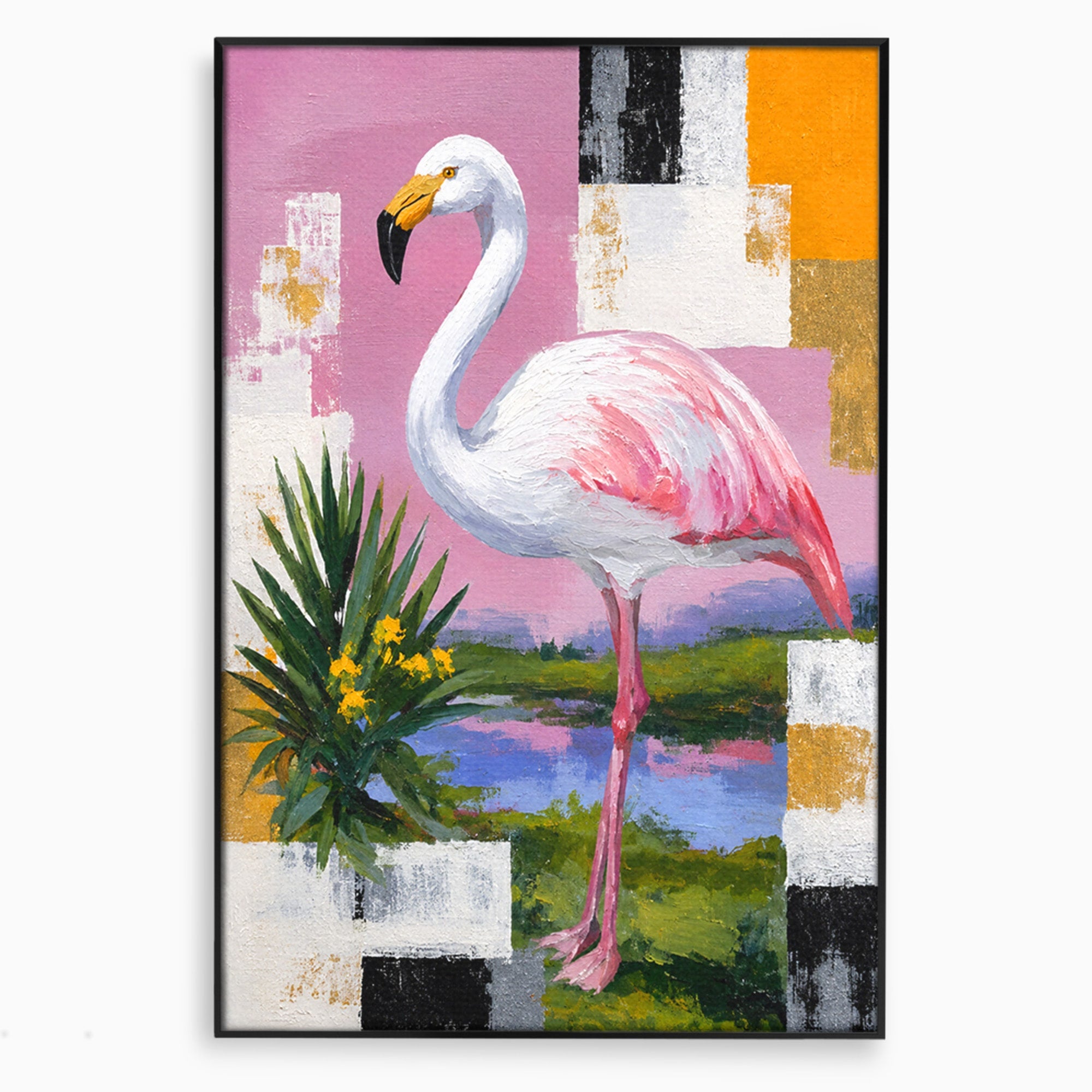 Tablou Canvas Premium LuxCanva® M1664, Flamingo Exotic, Flamingo, Natura, Modern, Peisaj, Living, Culori Vibrante