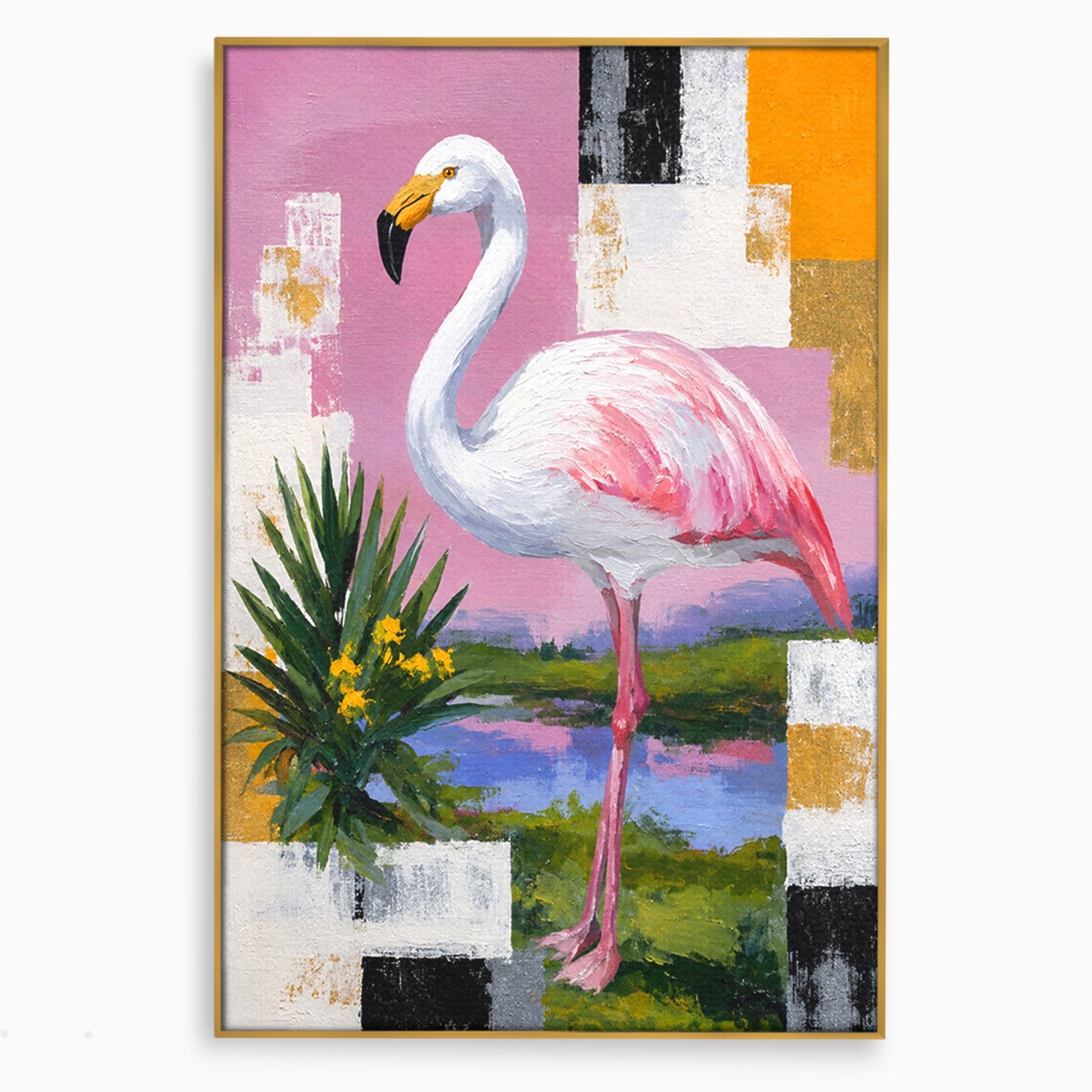 Tablou Canvas Premium LuxCanva® M1664, Flamingo Exotic, Flamingo, Natura, Modern, Peisaj, Living, Culori Vibrante