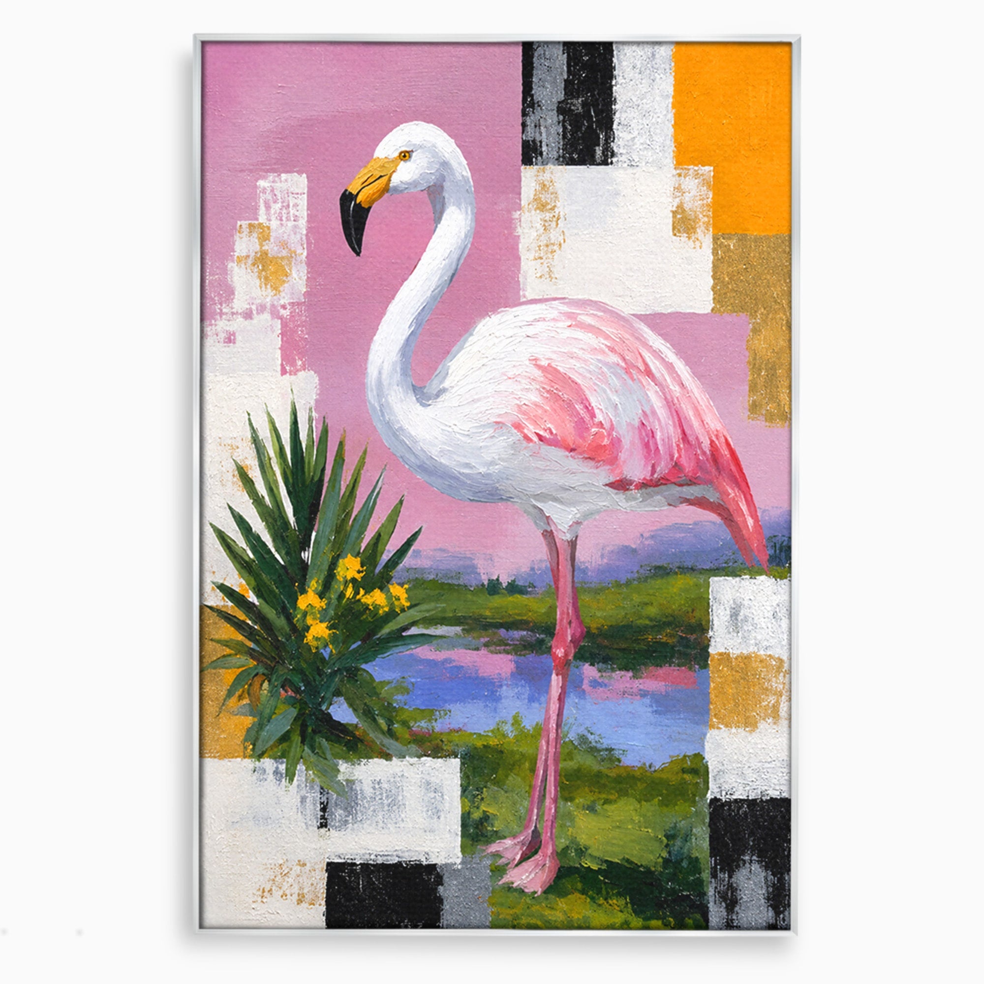 Tablou Canvas Premium LuxCanva® M1664, Flamingo Exotic, Flamingo, Natura, Modern, Peisaj, Living, Culori Vibrante