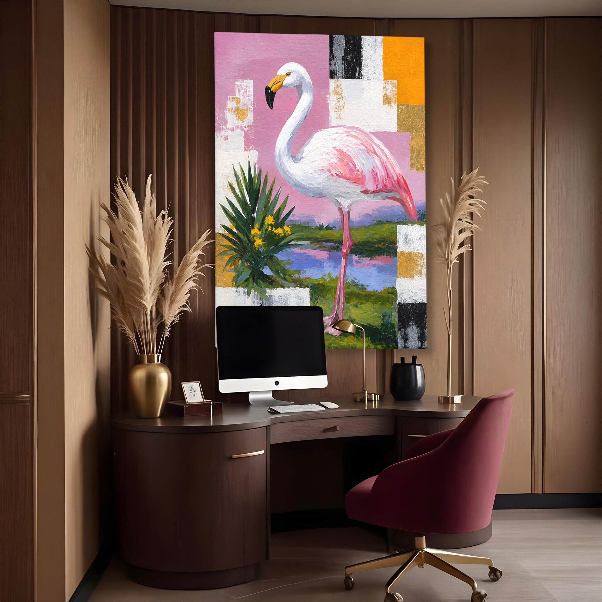 Tablou Canvas Premium LuxCanva® M1664, Flamingo Exotic, Flamingo, Natura, Modern, Peisaj, Living, Culori Vibrante