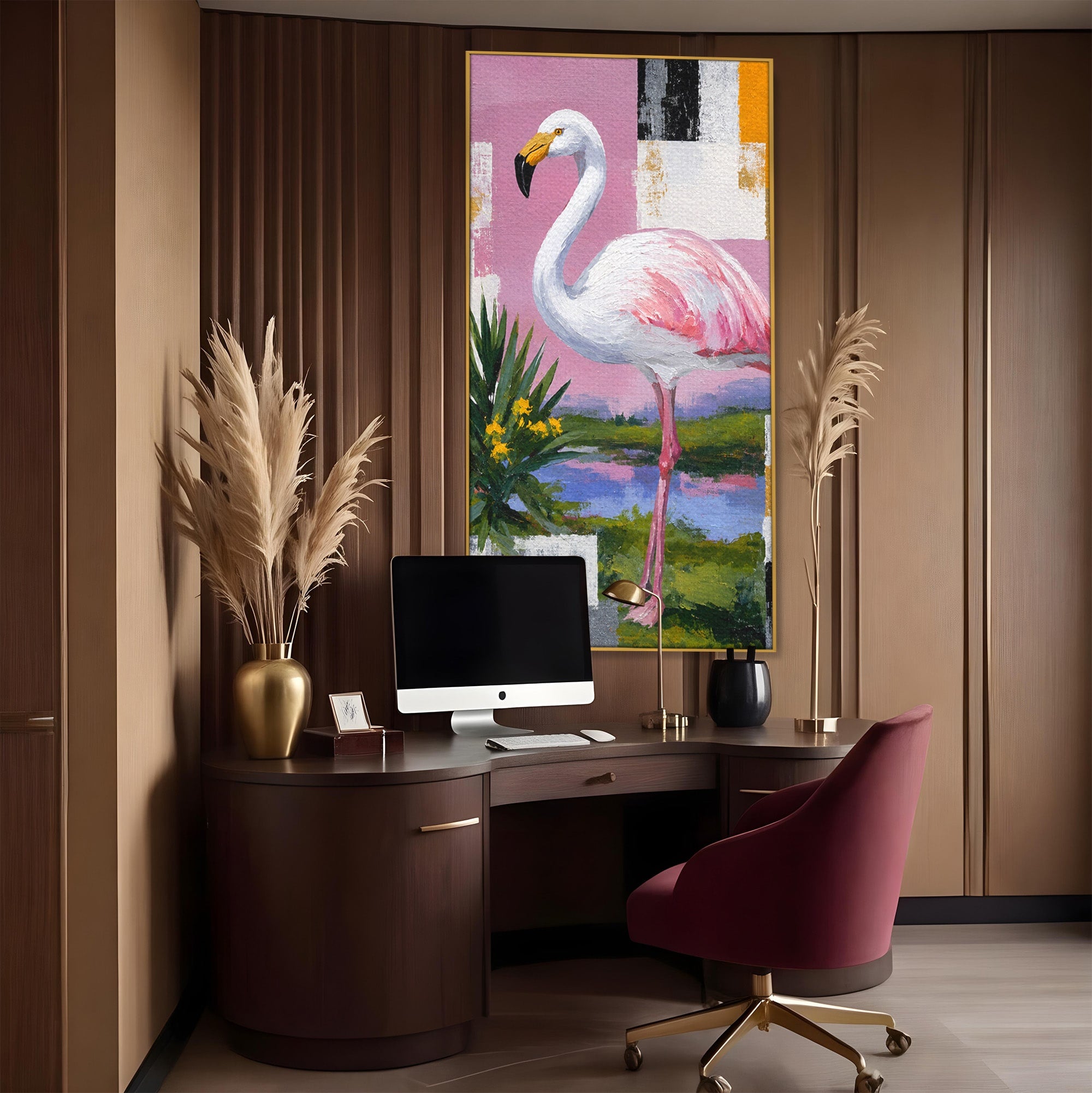 Tablou Canvas Premium LuxCanva® M1664, Flamingo Exotic, Flamingo, Natura, Modern, Peisaj, Living, Culori Vibrante