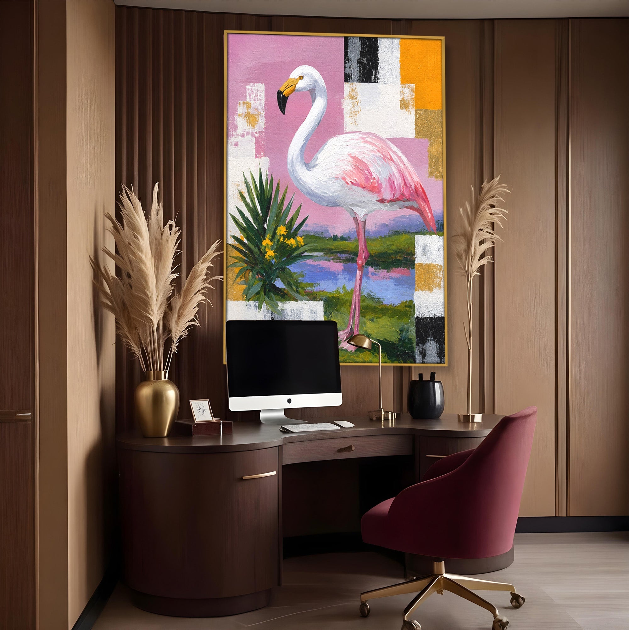Tablou Canvas Premium LuxCanva® M1664, Flamingo Exotic, Flamingo, Natura, Modern, Peisaj, Living, Culori Vibrante
