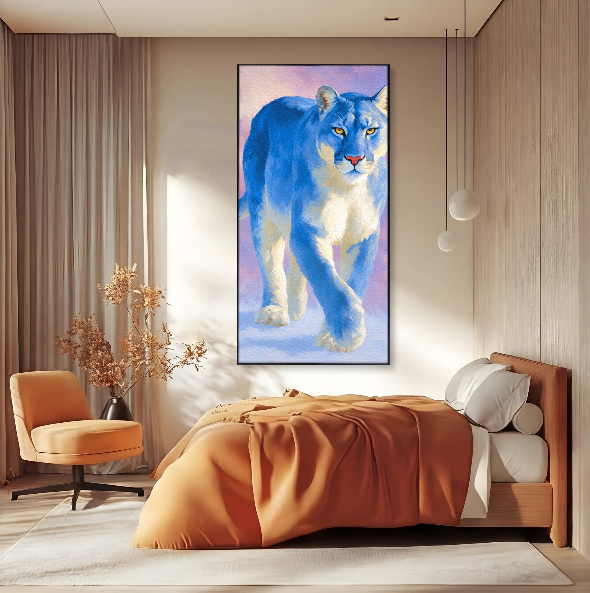 Tablou Canvas Premium LuxCanva® M1665, Leu Albastru, Leu, Animale, Arta, Dormitor, Living, Culori Vibrante
