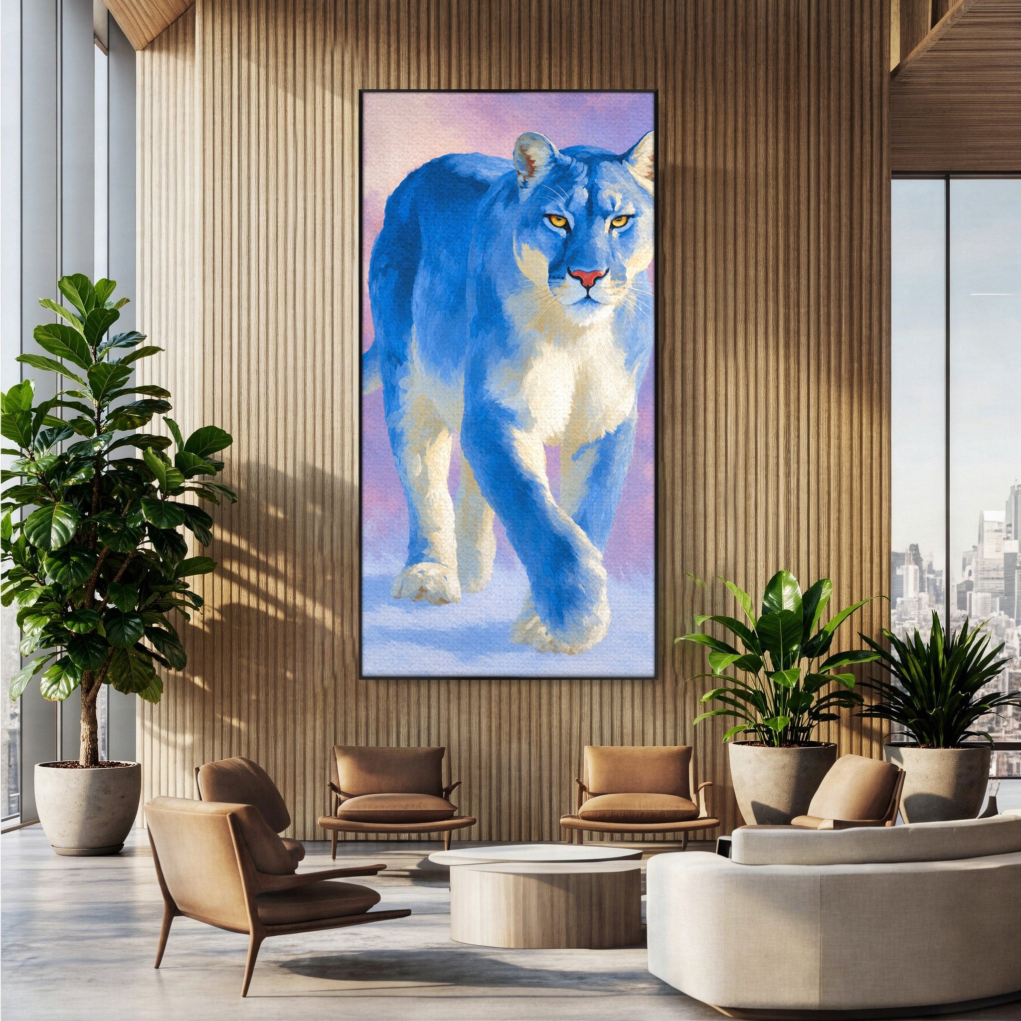 Tablou Canvas Premium LuxCanva® M1665, Leu Albastru, Leu, Animale, Arta, Dormitor, Living, Culori Vibrante