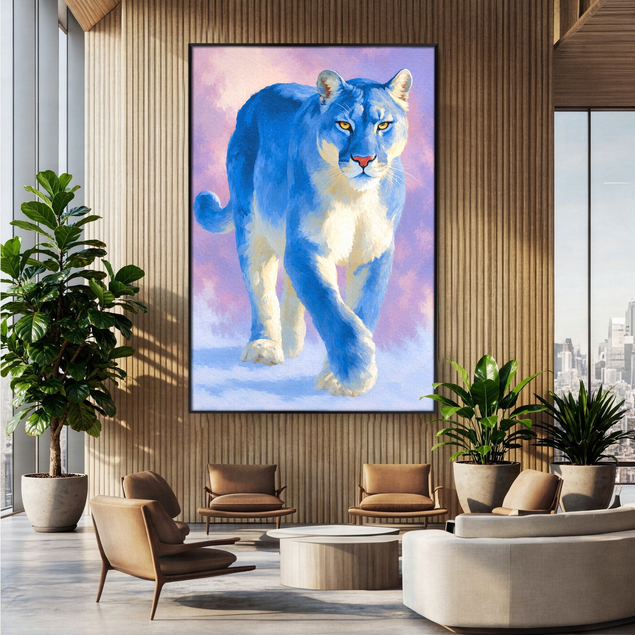 Tablou Canvas Premium LuxCanva® M1665, Leu Albastru, Leu, Animale, Arta, Dormitor, Living, Culori Vibrante