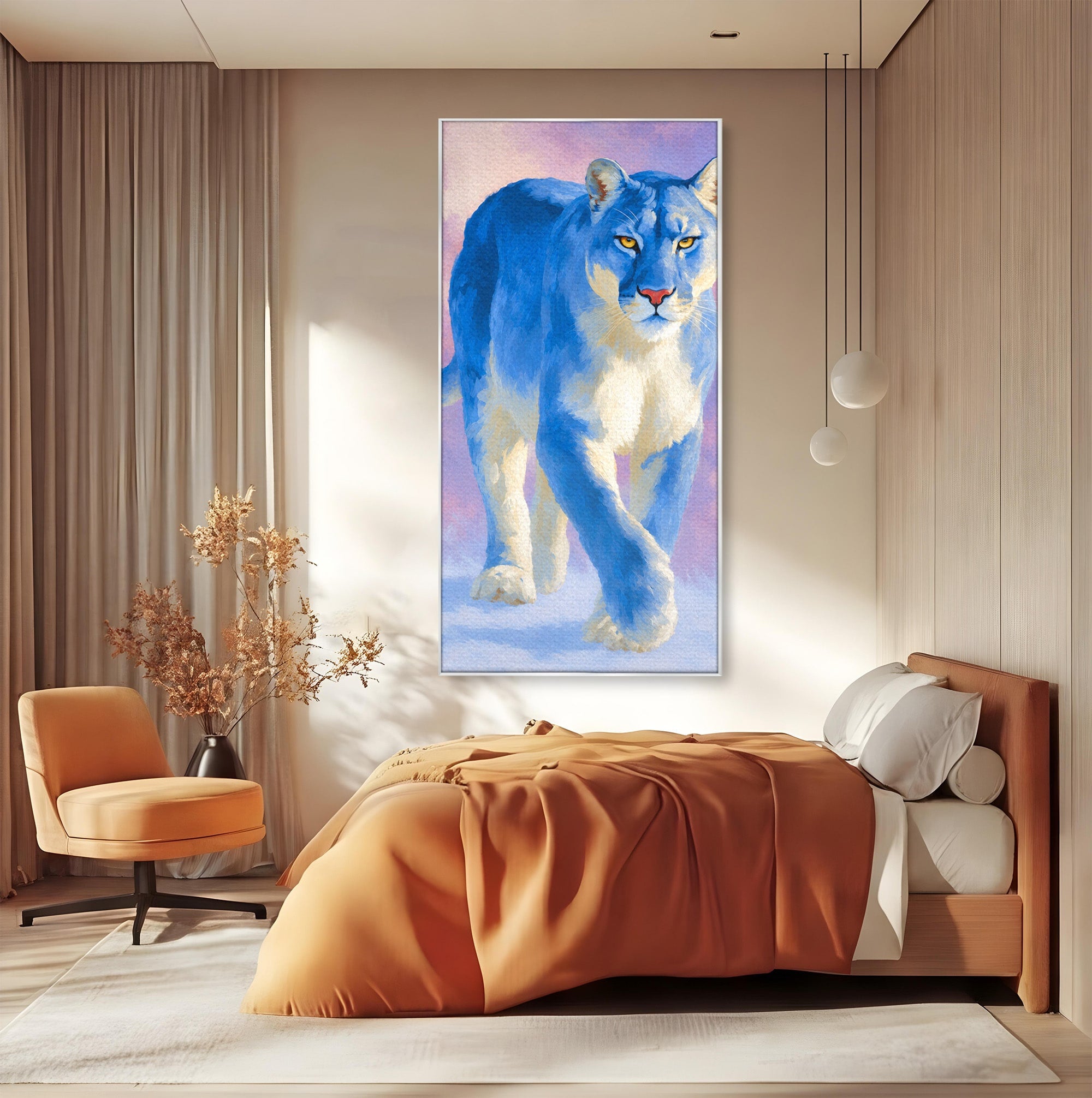 Tablou Canvas Premium LuxCanva® M1665, Leu Albastru, Leu, Animale, Arta, Dormitor, Living, Culori Vibrante