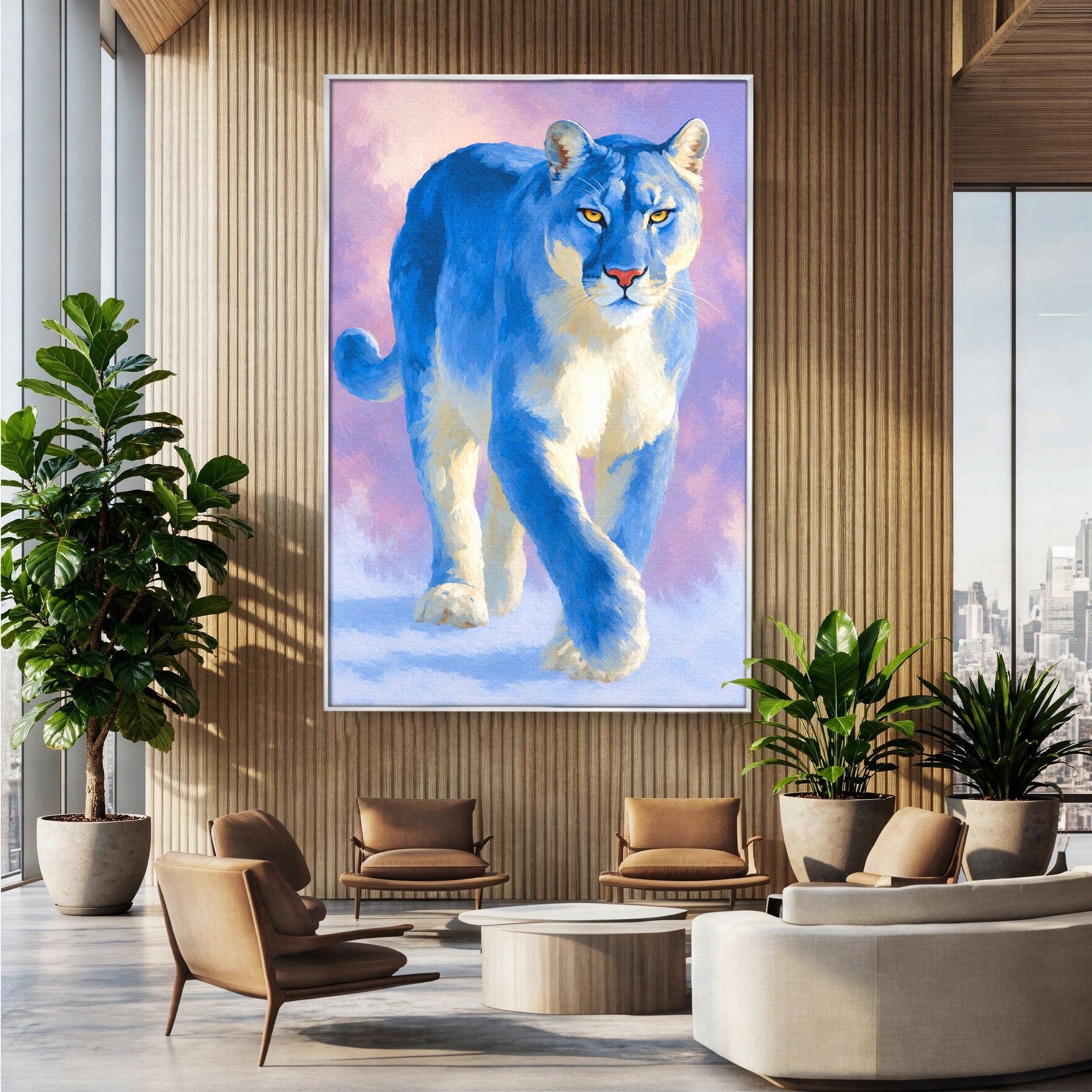 Tablou Canvas Premium LuxCanva® M1665, Leu Albastru, Leu, Animale, Arta, Dormitor, Living, Culori Vibrante