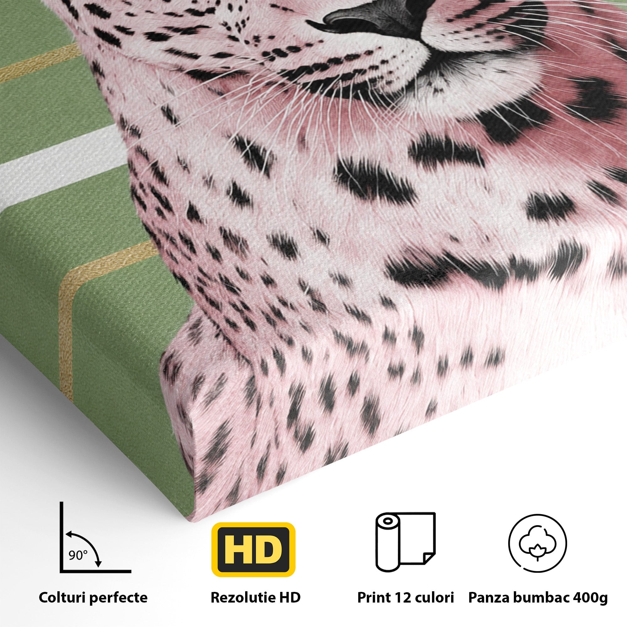 Tablou Canvas Premium LuxCanva® M1666, Leopard Roz, Leopard, Animal, Portret, Modern, Dormitor, Culori Vibrante