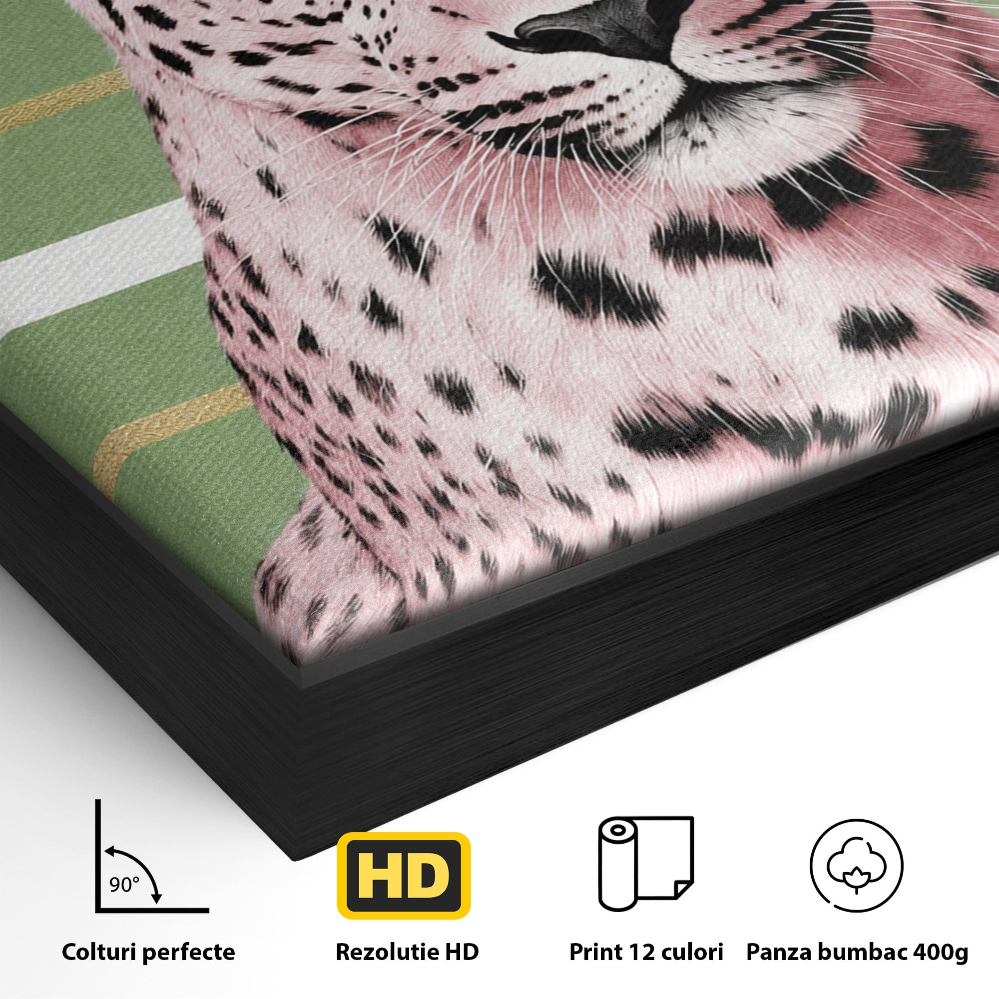Tablou Canvas Premium LuxCanva® M1666, Leopard Roz, Leopard, Animal, Portret, Modern, Dormitor, Culori Vibrante