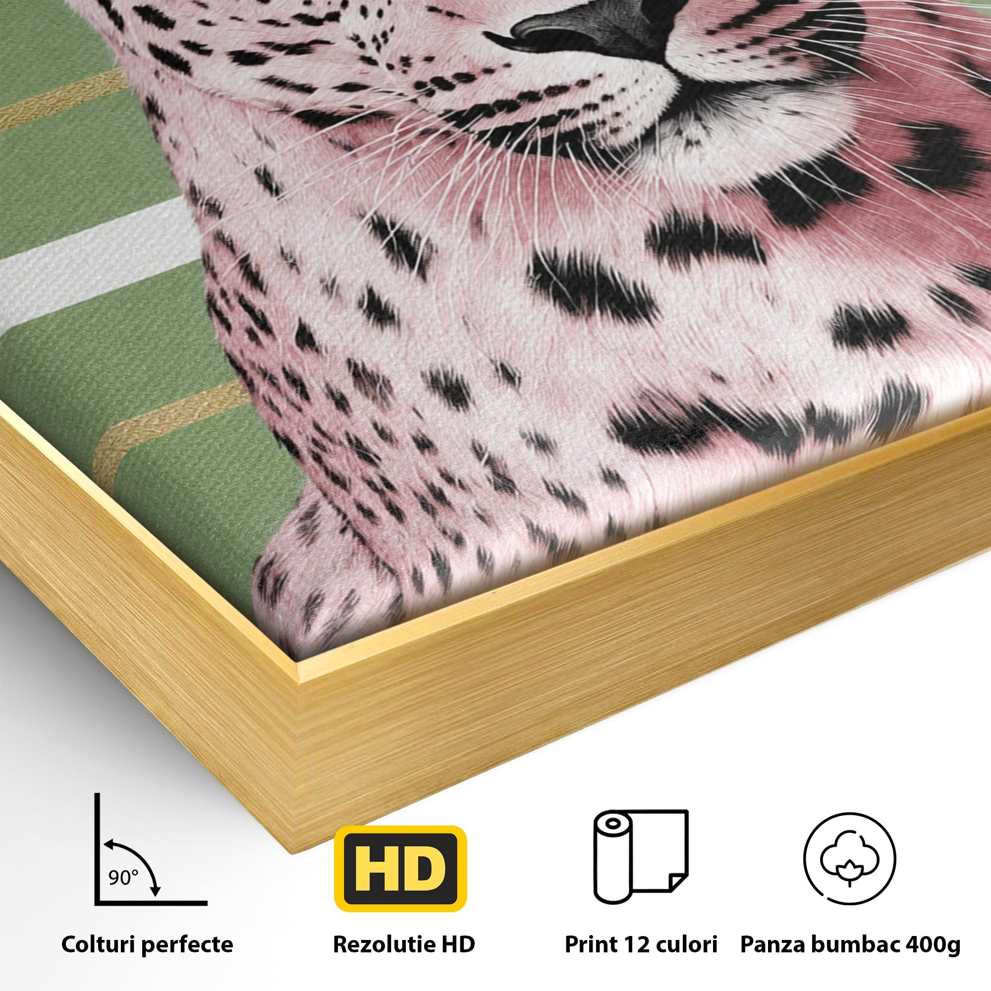 Tablou Canvas Premium LuxCanva® M1666, Leopard Roz, Leopard, Animal, Portret, Modern, Dormitor, Culori Vibrante