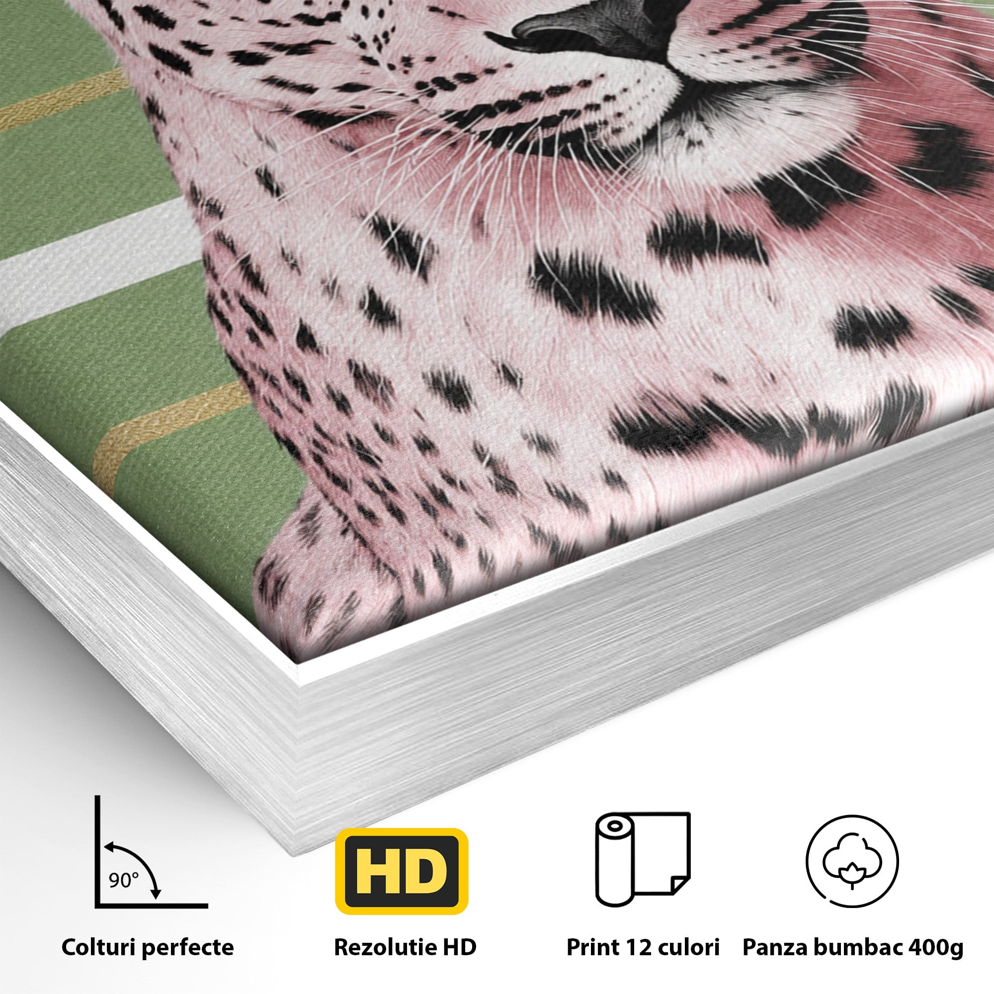 Tablou Canvas Premium LuxCanva® M1666, Leopard Roz, Leopard, Animal, Portret, Modern, Dormitor, Culori Vibrante