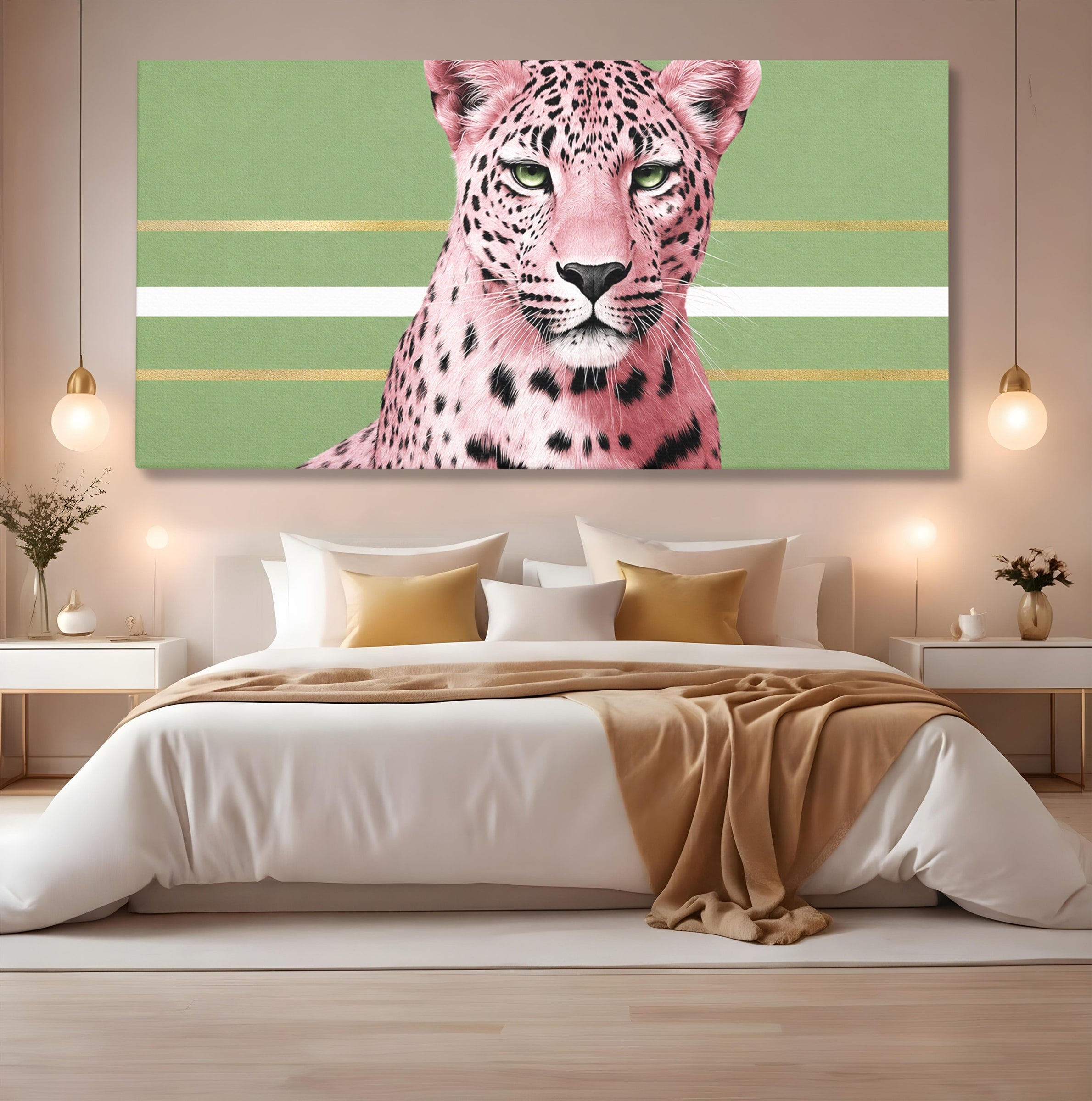 Tablou Canvas Premium LuxCanva® M1666, Leopard Roz, Leopard, Animal, Portret, Modern, Dormitor, Culori Vibrante