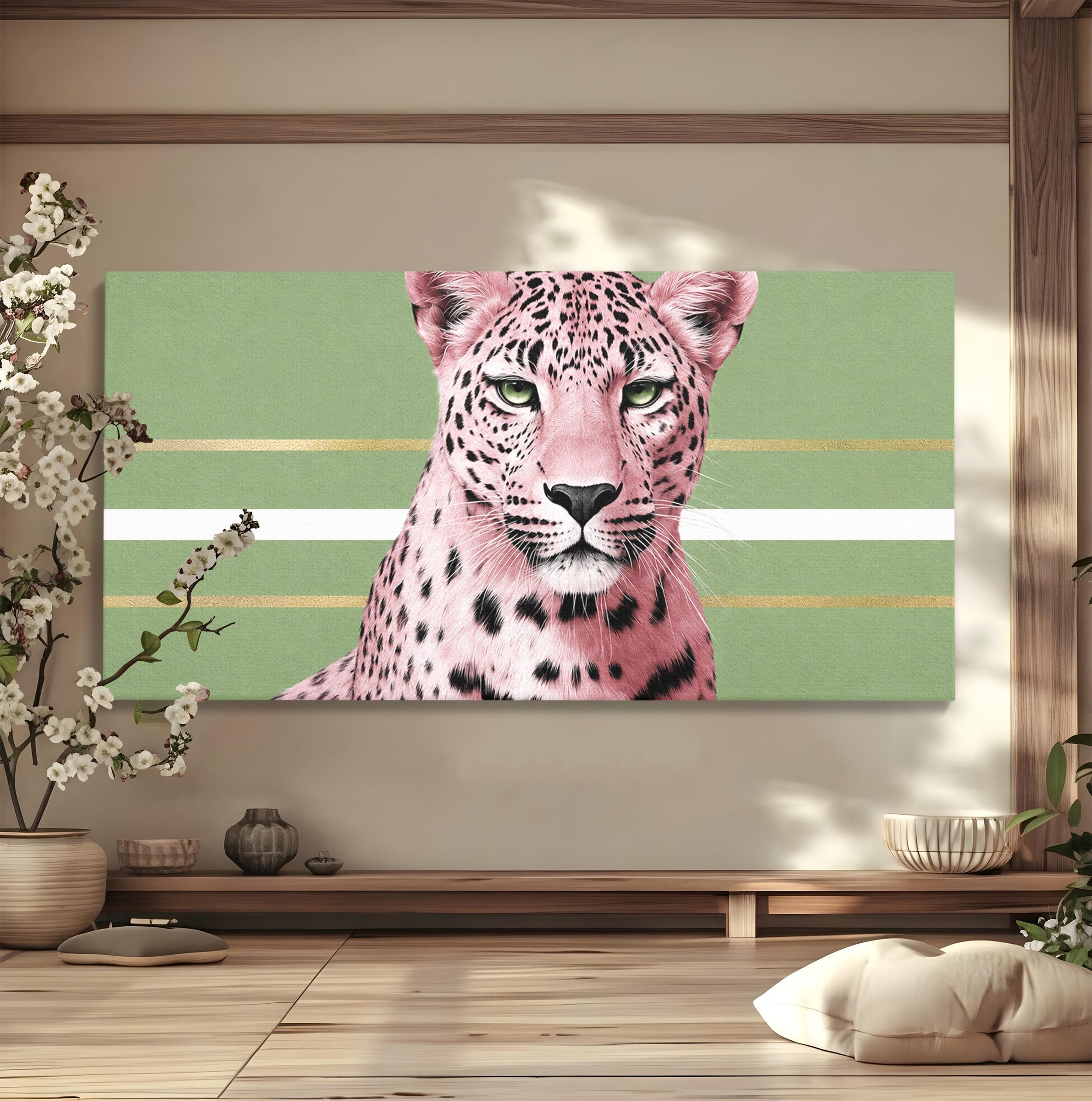 Tablou Canvas Premium LuxCanva® M1666, Leopard Roz, Leopard, Animal, Portret, Modern, Dormitor, Culori Vibrante