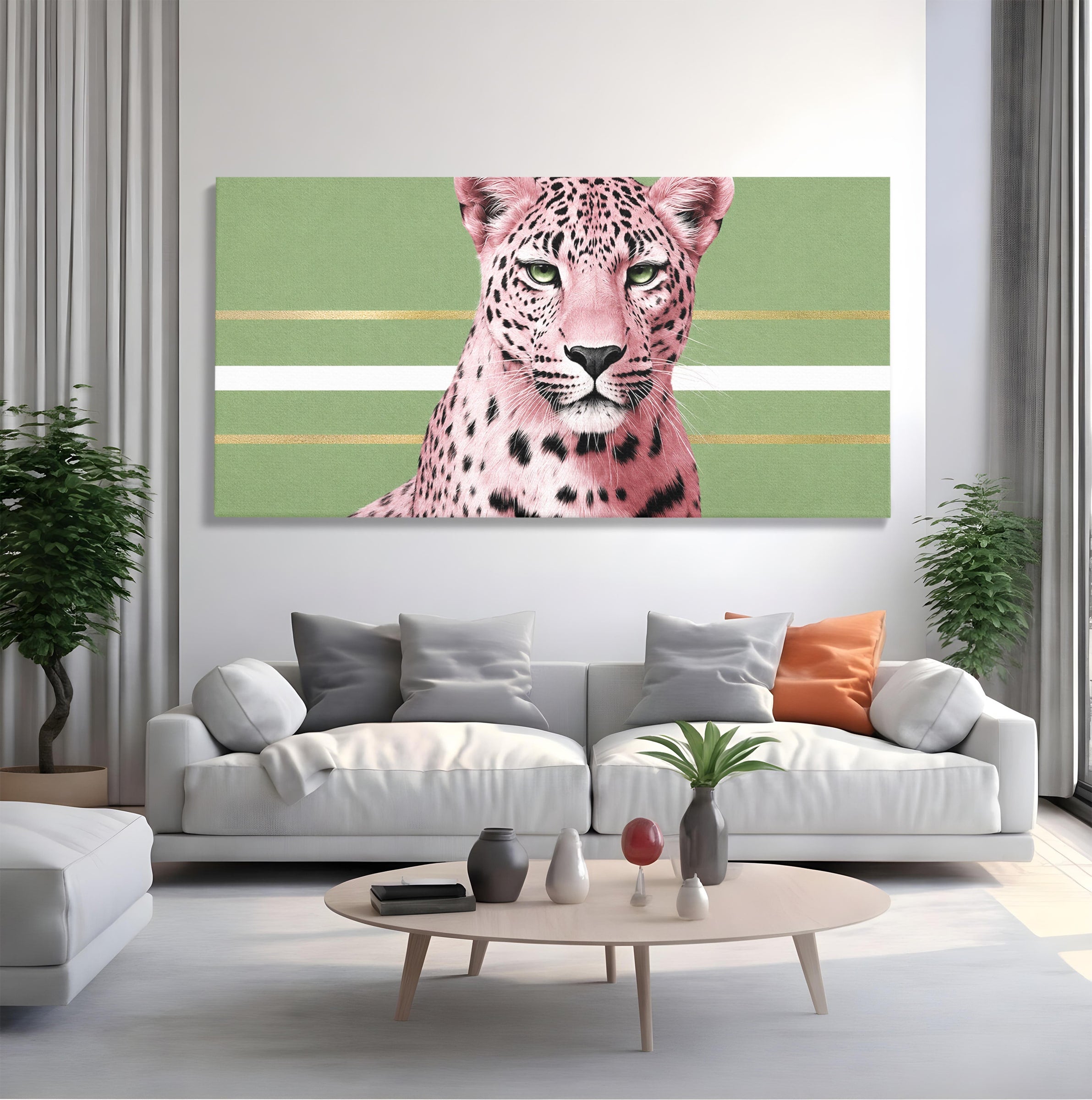 Tablou Canvas Premium LuxCanva® M1666, Leopard Roz, Leopard, Animal, Portret, Modern, Dormitor, Culori Vibrante