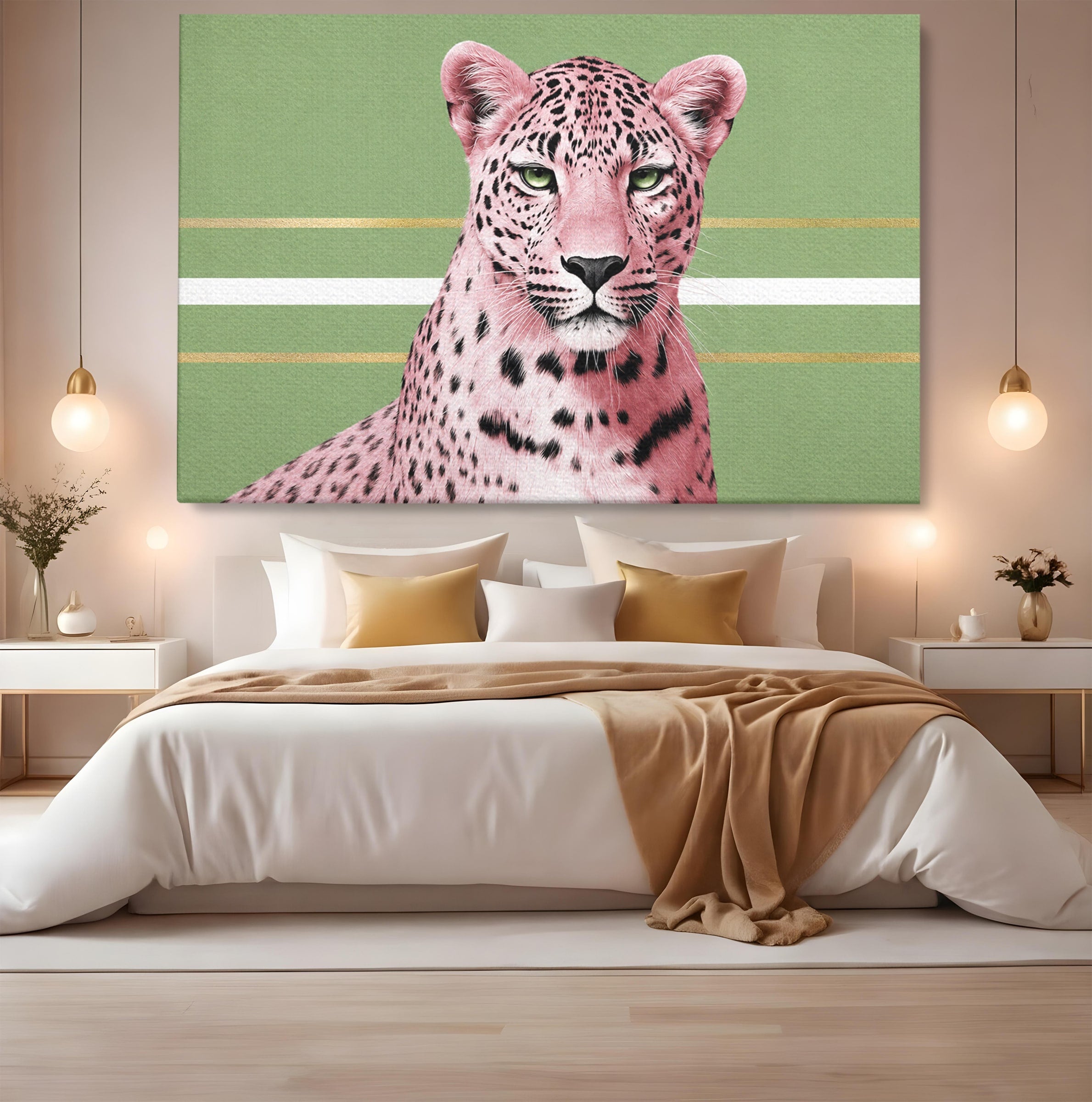 Tablou Canvas Premium LuxCanva® M1666, Leopard Roz, Leopard, Animal, Portret, Modern, Dormitor, Culori Vibrante