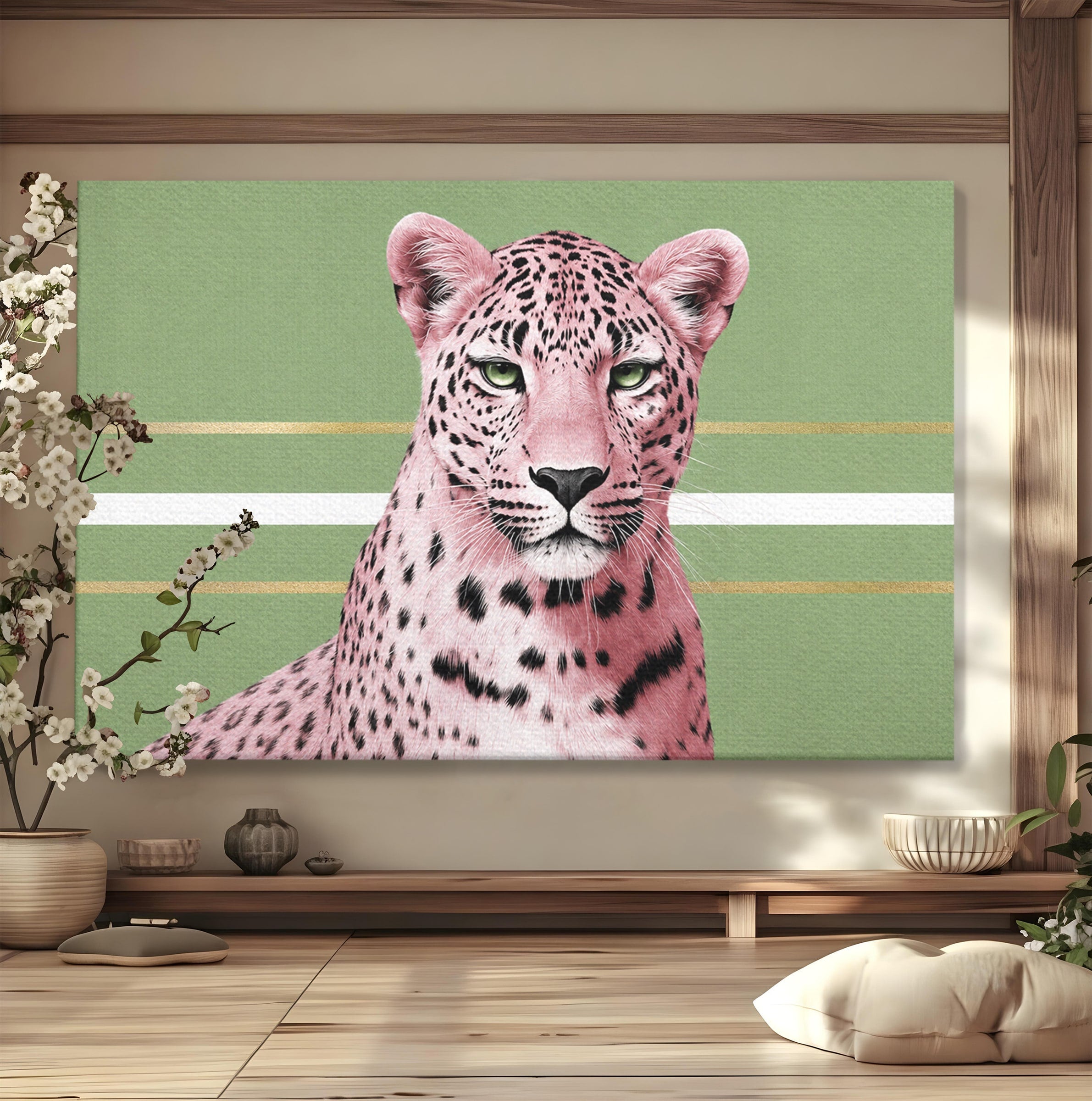 Tablou Canvas Premium LuxCanva® M1666, Leopard Roz, Leopard, Animal, Portret, Modern, Dormitor, Culori Vibrante