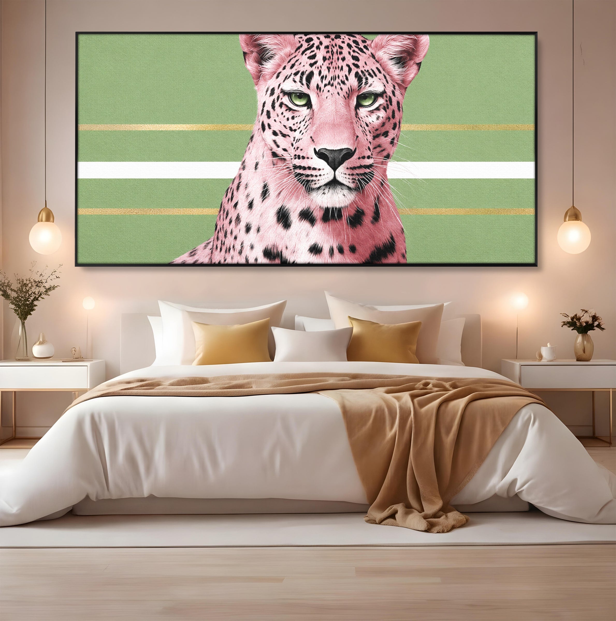 Tablou Canvas Premium LuxCanva® M1666, Leopard Roz, Leopard, Animal, Portret, Modern, Dormitor, Culori Vibrante
