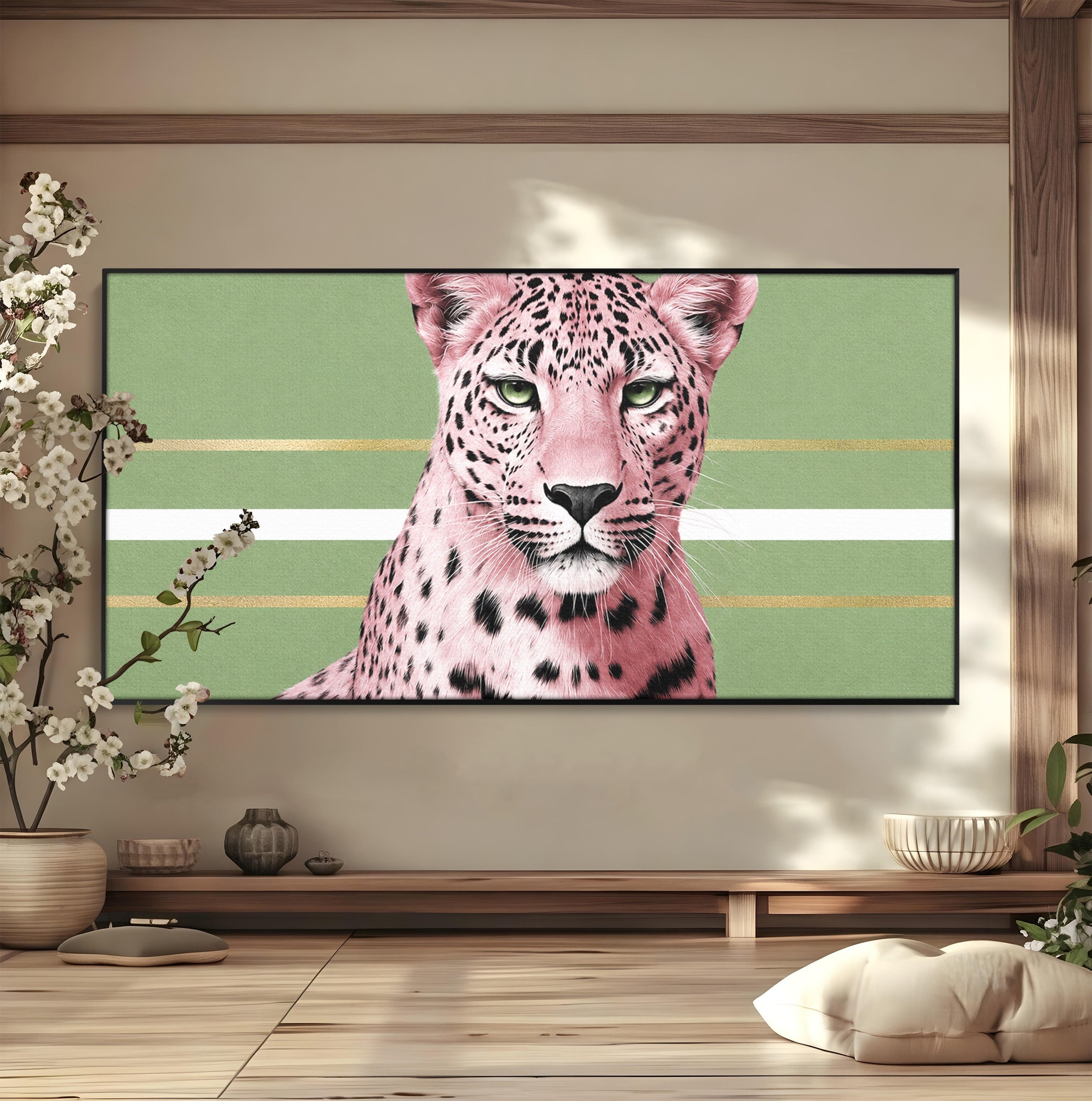 Tablou Canvas Premium LuxCanva® M1666, Leopard Roz, Leopard, Animal, Portret, Modern, Dormitor, Culori Vibrante