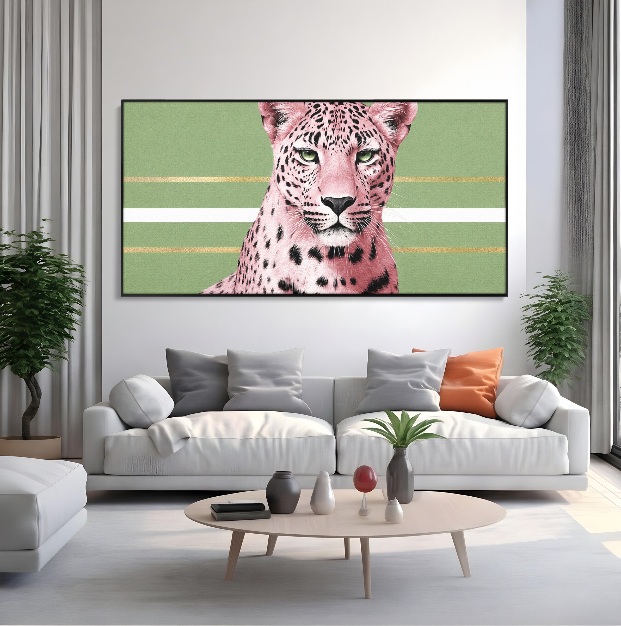 Tablou Canvas Premium LuxCanva® M1666, Leopard Roz, Leopard, Animal, Portret, Modern, Dormitor, Culori Vibrante