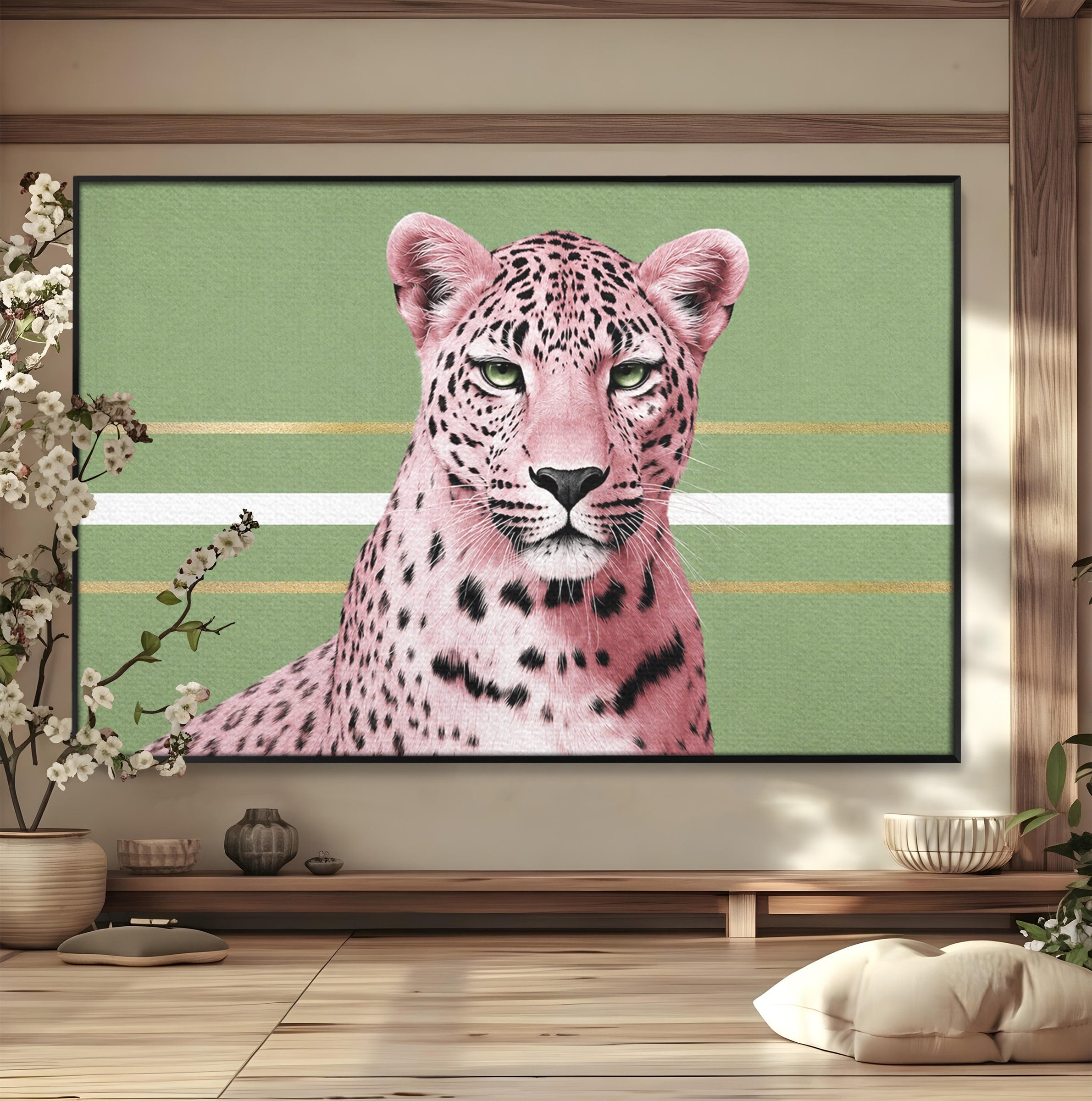 Tablou Canvas Premium LuxCanva® M1666, Leopard Roz, Leopard, Animal, Portret, Modern, Dormitor, Culori Vibrante