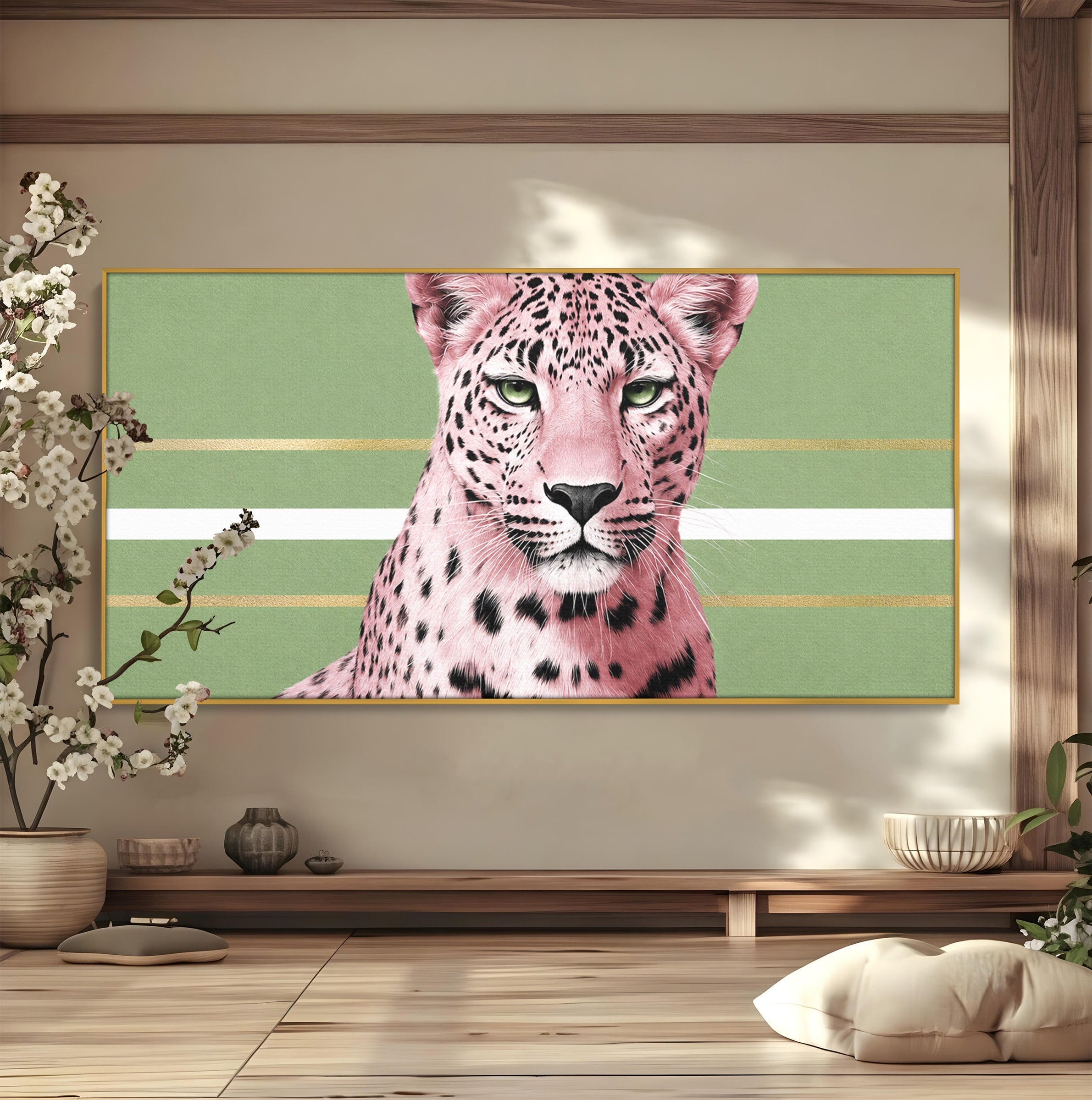 Tablou Canvas Premium LuxCanva® M1666, Leopard Roz, Leopard, Animal, Portret, Modern, Dormitor, Culori Vibrante