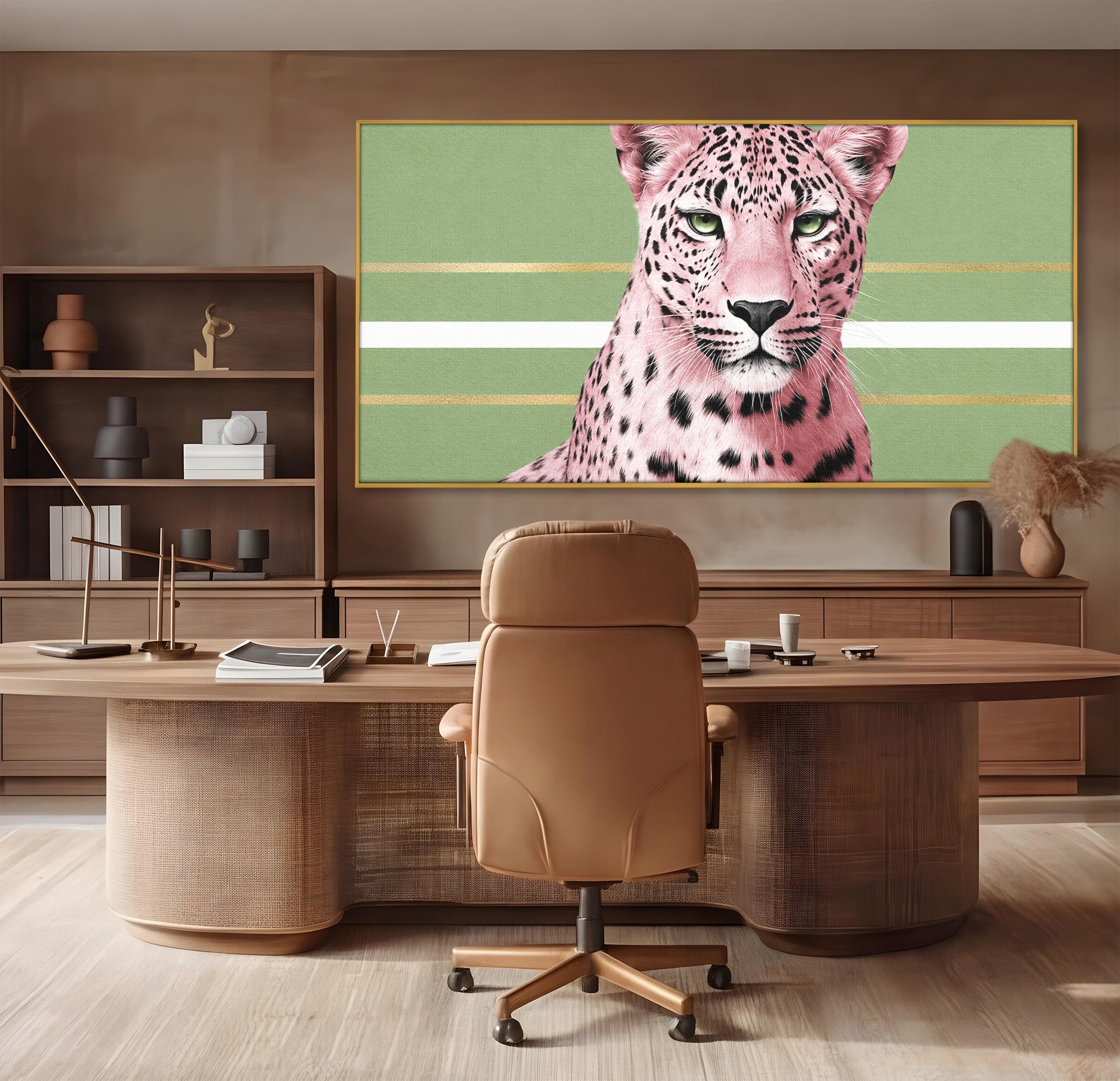 Tablou Canvas Premium LuxCanva® M1666, Leopard Roz, Leopard, Animal, Portret, Modern, Dormitor, Culori Vibrante