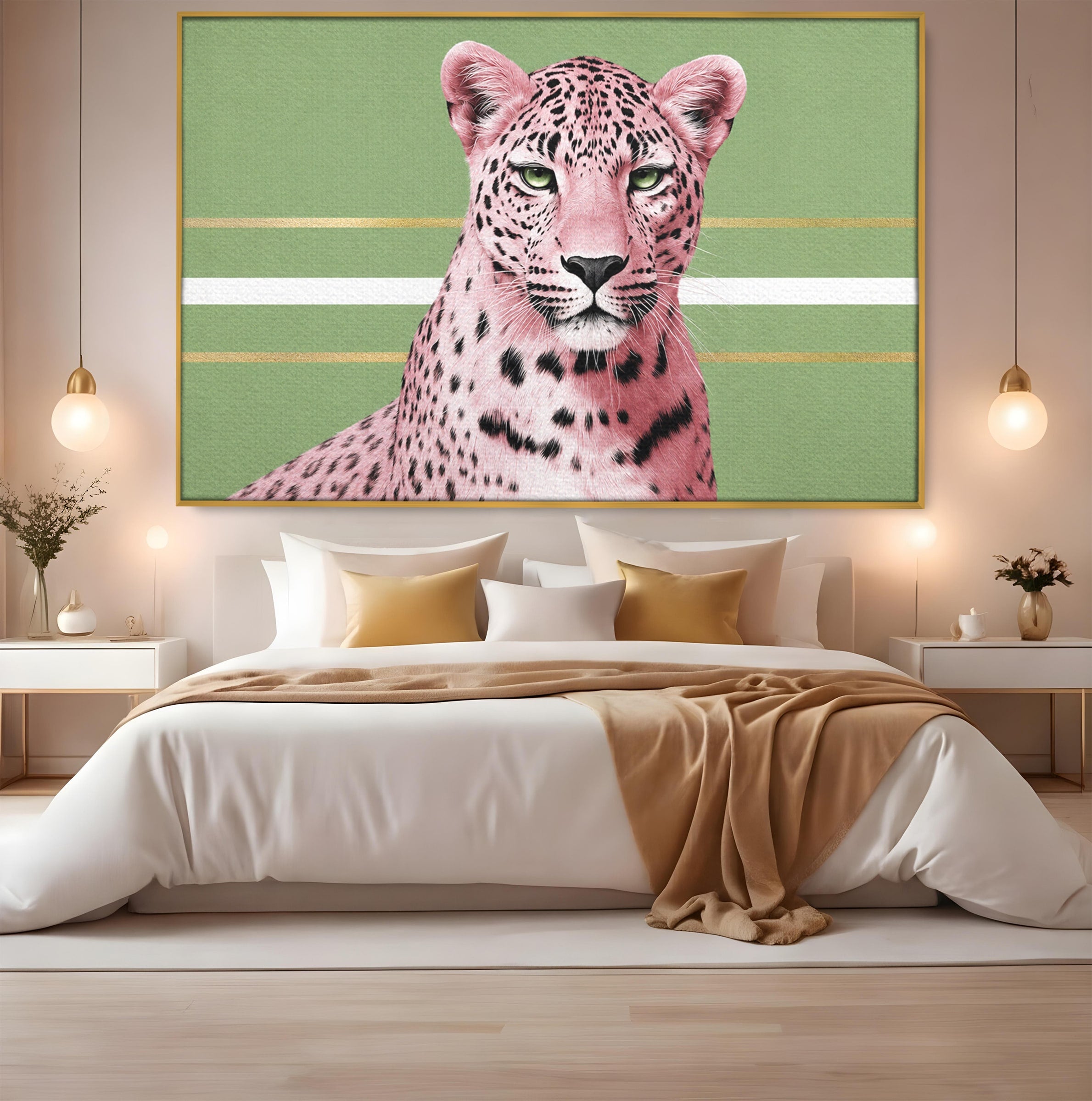 Tablou Canvas Premium LuxCanva® M1666, Leopard Roz, Leopard, Animal, Portret, Modern, Dormitor, Culori Vibrante