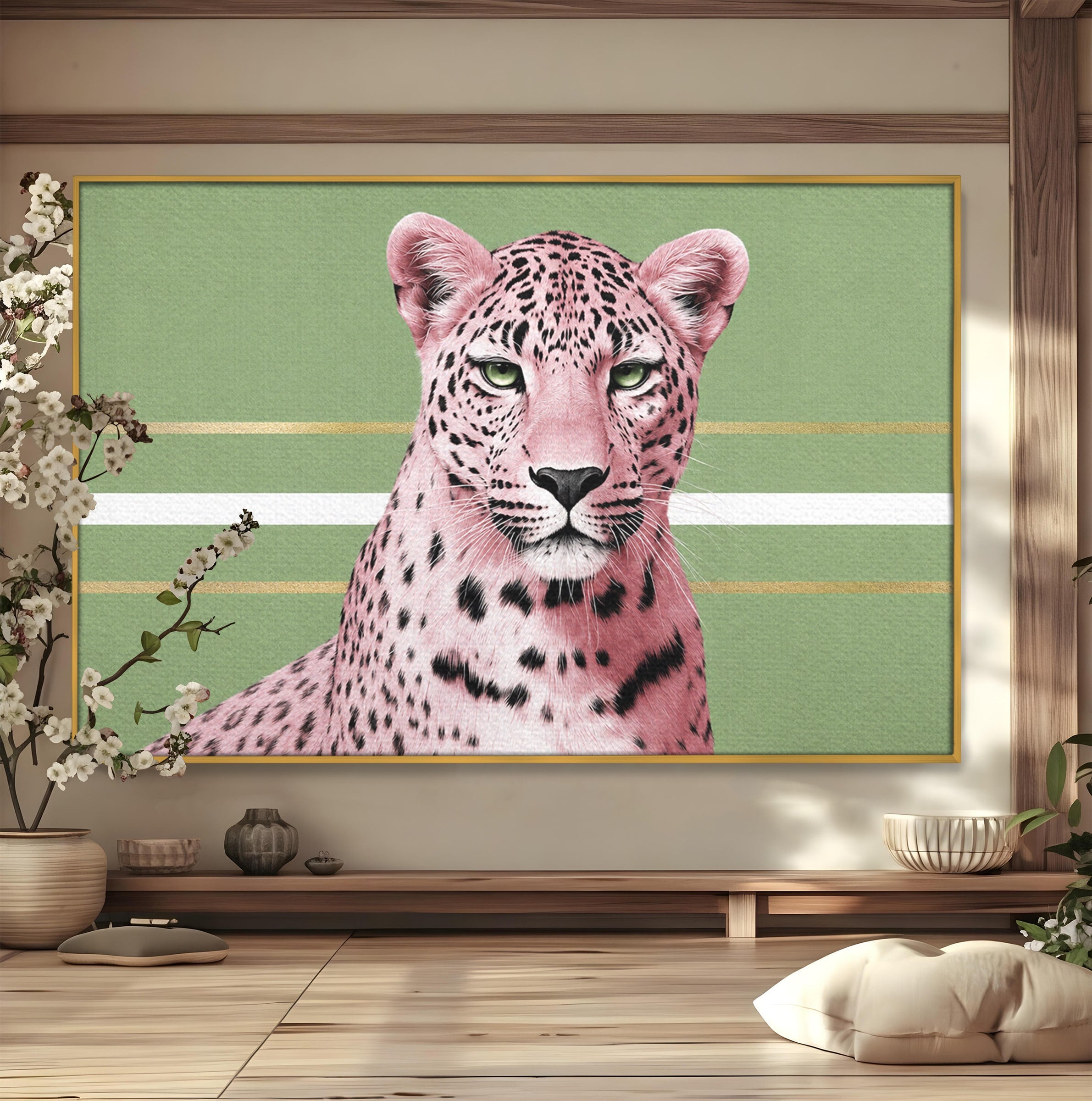 Tablou Canvas Premium LuxCanva® M1666, Leopard Roz, Leopard, Animal, Portret, Modern, Dormitor, Culori Vibrante