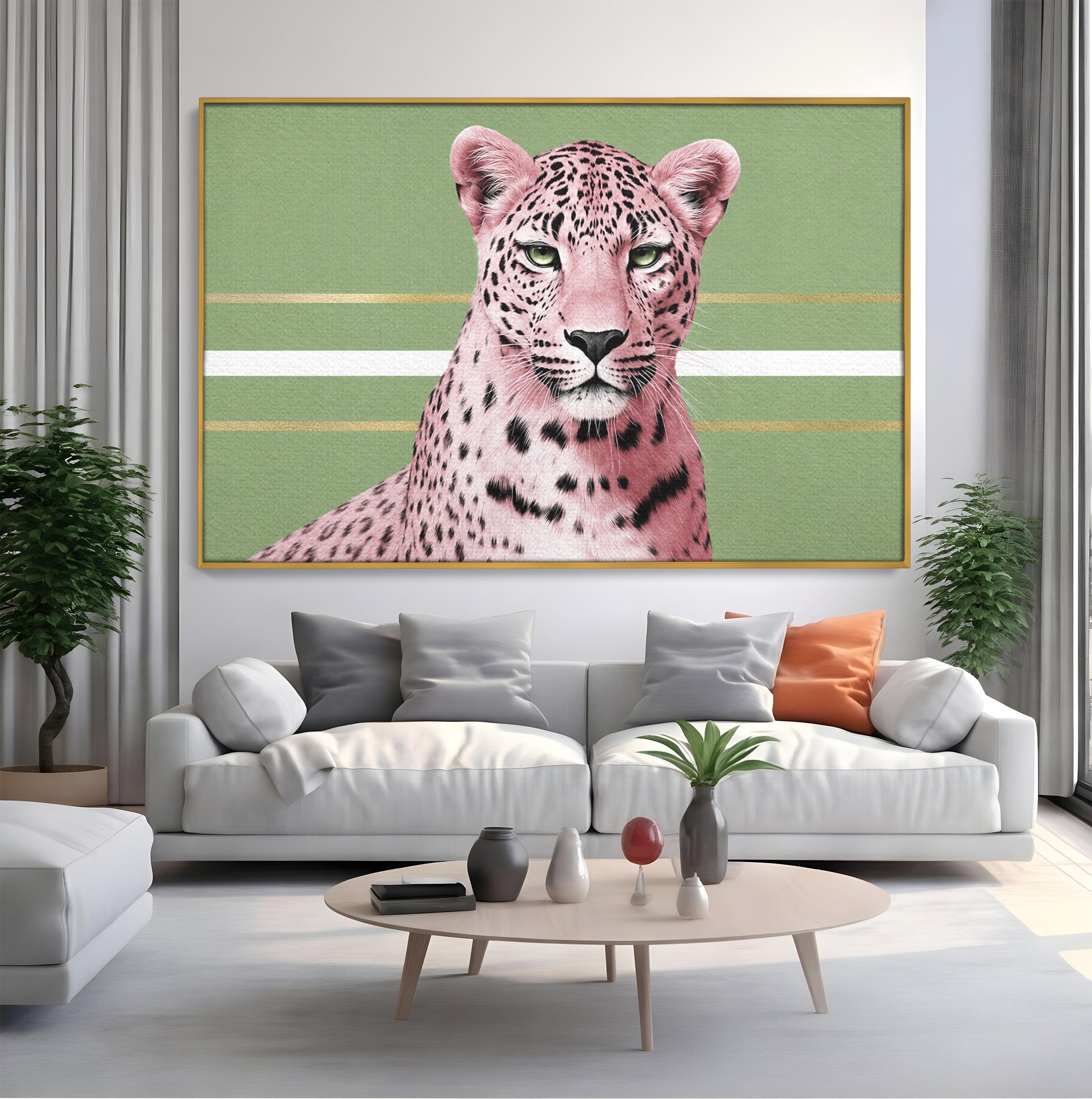 Tablou Canvas Premium LuxCanva® M1666, Leopard Roz, Leopard, Animal, Portret, Modern, Dormitor, Culori Vibrante