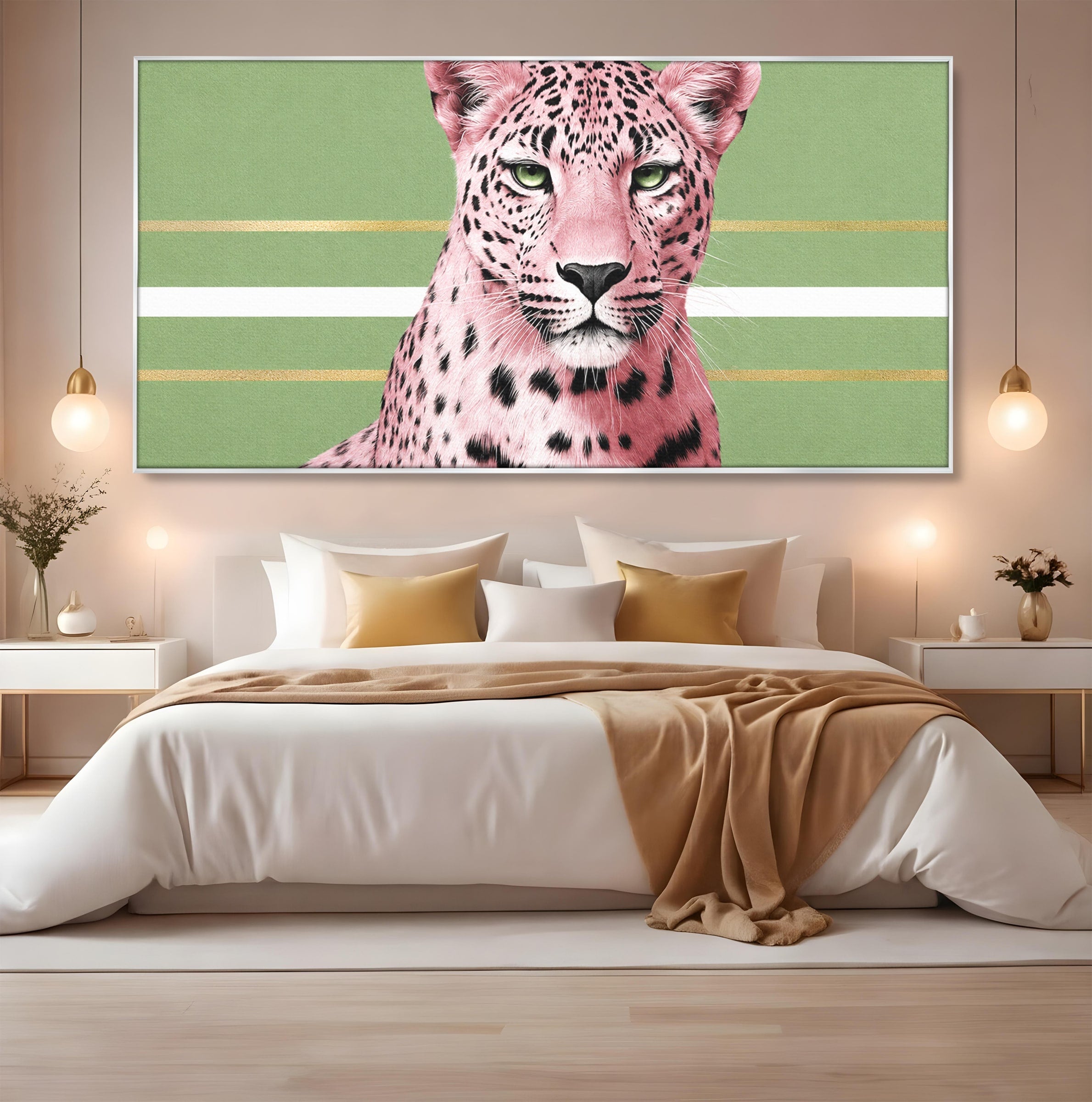 Tablou Canvas Premium LuxCanva® M1666, Leopard Roz, Leopard, Animal, Portret, Modern, Dormitor, Culori Vibrante