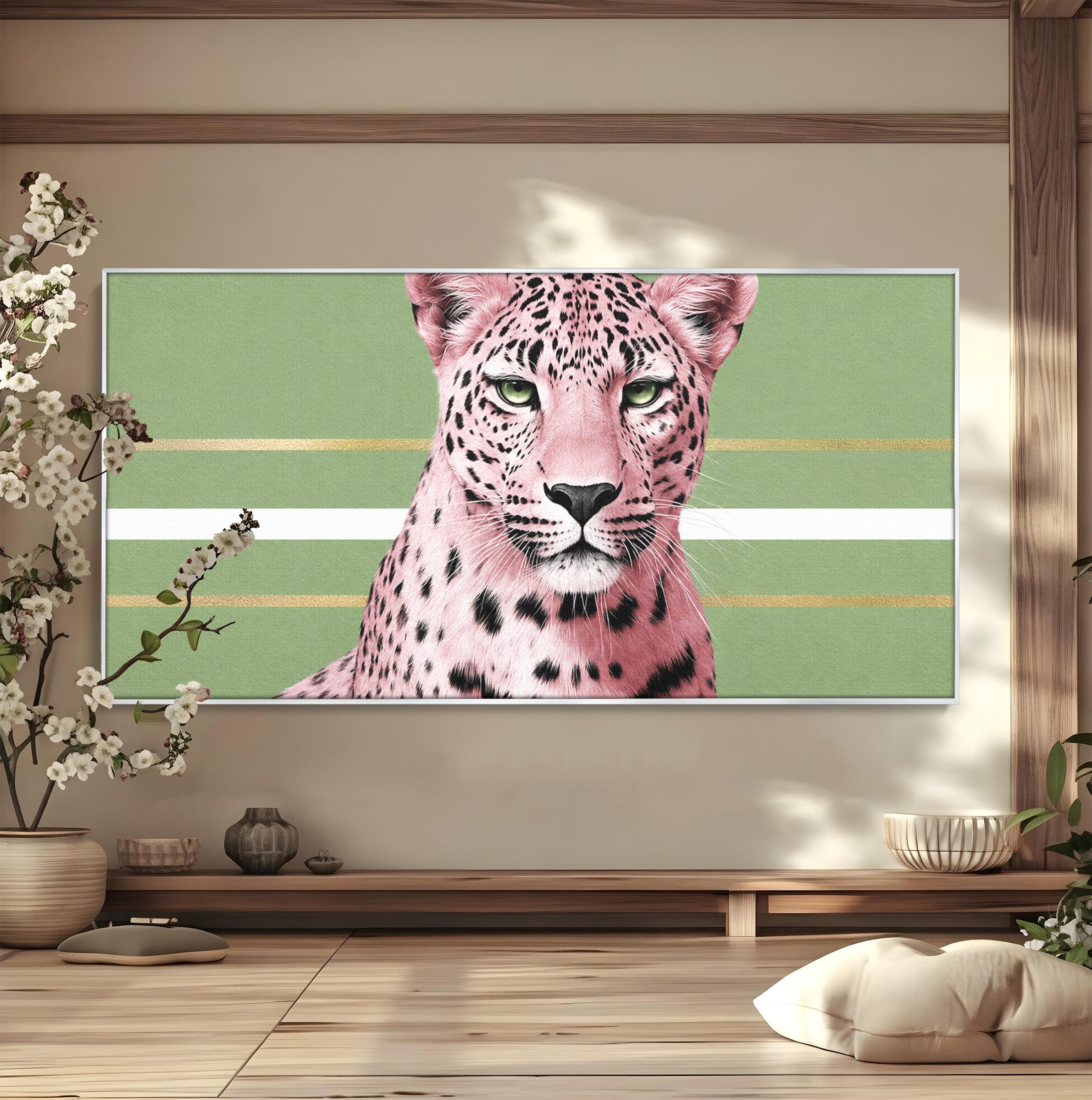 Tablou Canvas Premium LuxCanva® M1666, Leopard Roz, Leopard, Animal, Portret, Modern, Dormitor, Culori Vibrante