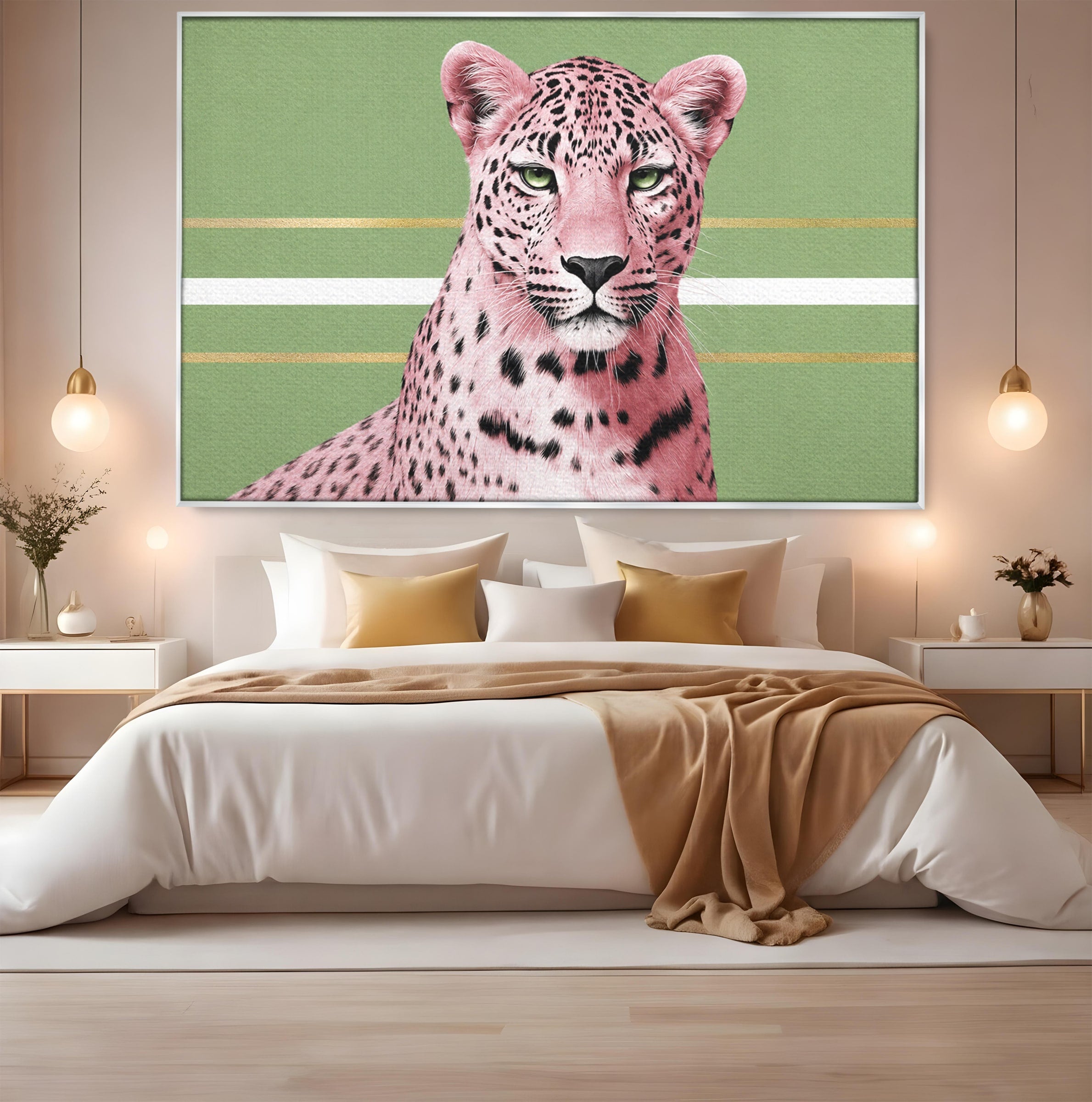 Tablou Canvas Premium LuxCanva® M1666, Leopard Roz, Leopard, Animal, Portret, Modern, Dormitor, Culori Vibrante
