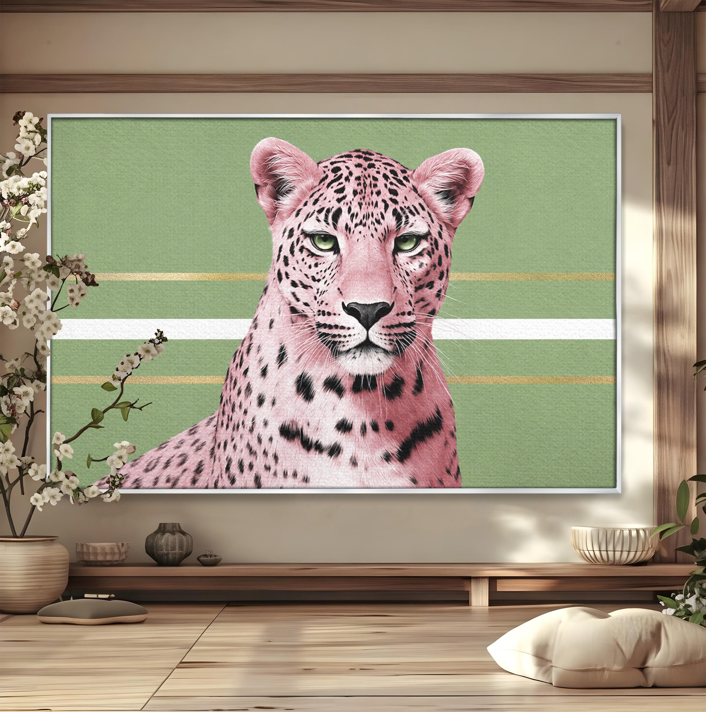 Tablou Canvas Premium LuxCanva® M1666, Leopard Roz, Leopard, Animal, Portret, Modern, Dormitor, Culori Vibrante