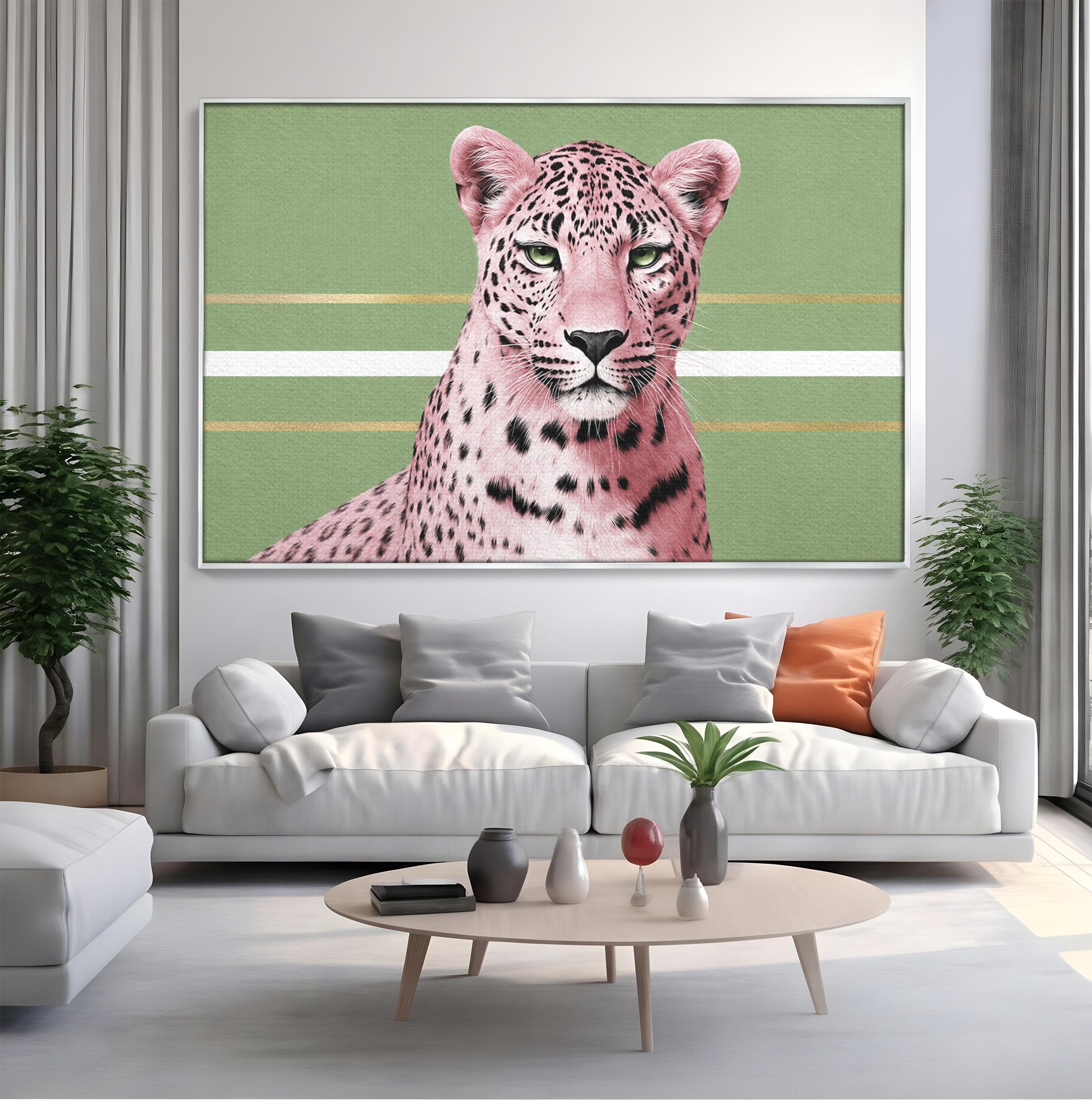 Tablou Canvas Premium LuxCanva® M1666, Leopard Roz, Leopard, Animal, Portret, Modern, Dormitor, Culori Vibrante