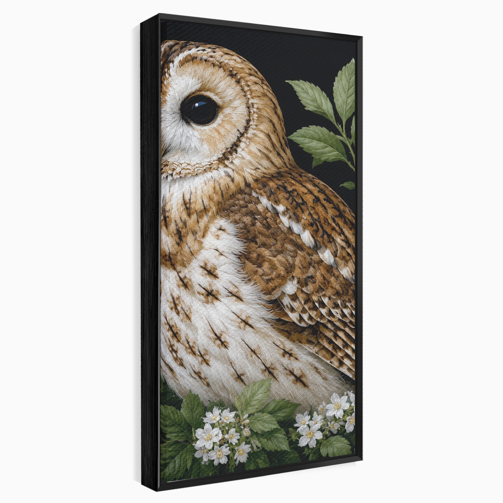 Tablou Canvas Premium LuxCanva® M1667, Bufnita Printre Flori, Bufnita, Flori, Natura, Animale, Detalii, Living, Culori Vibrante