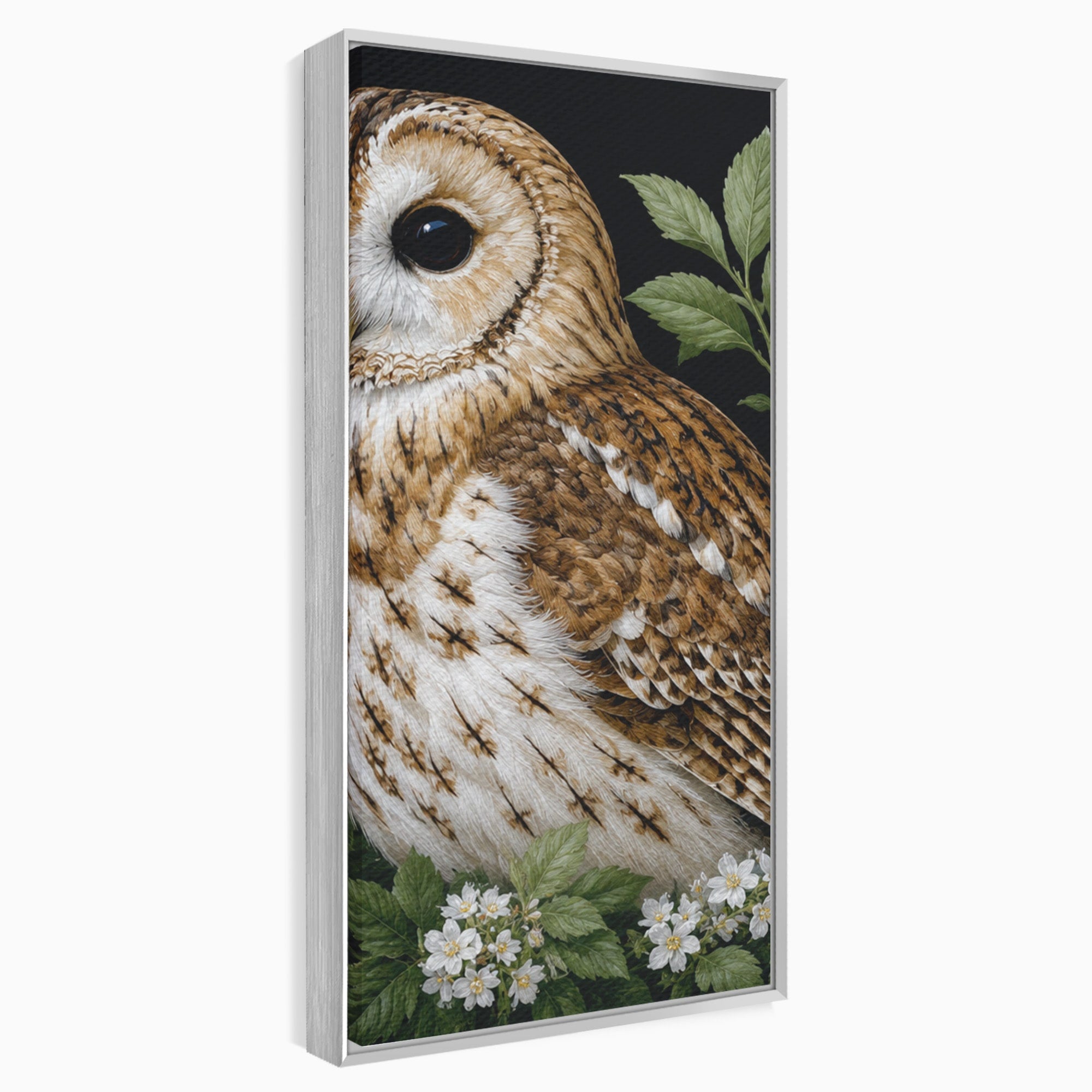 Tablou Canvas Premium LuxCanva® M1667, Bufnita Printre Flori, Bufnita, Flori, Natura, Animale, Detalii, Living, Culori Vibrante