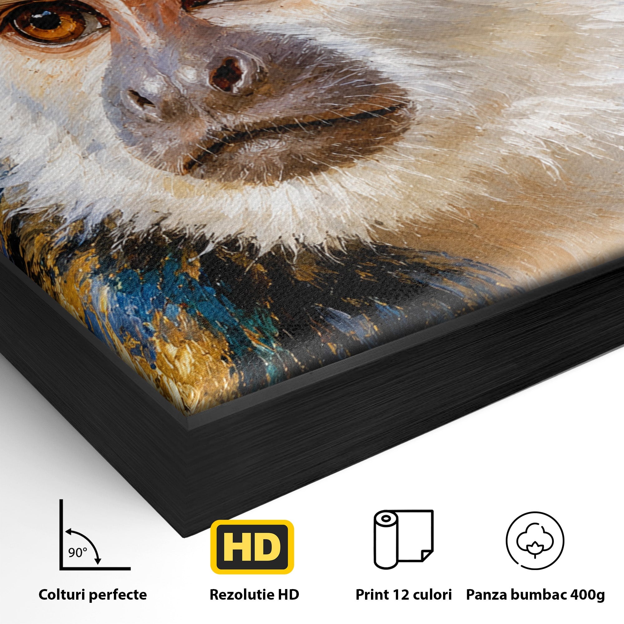 Tablou Canvas Premium LuxCanva® M1668, Maimuta Aurie, Maimuta, Portret, Animale, Natura, Birou, Culori Vibrante