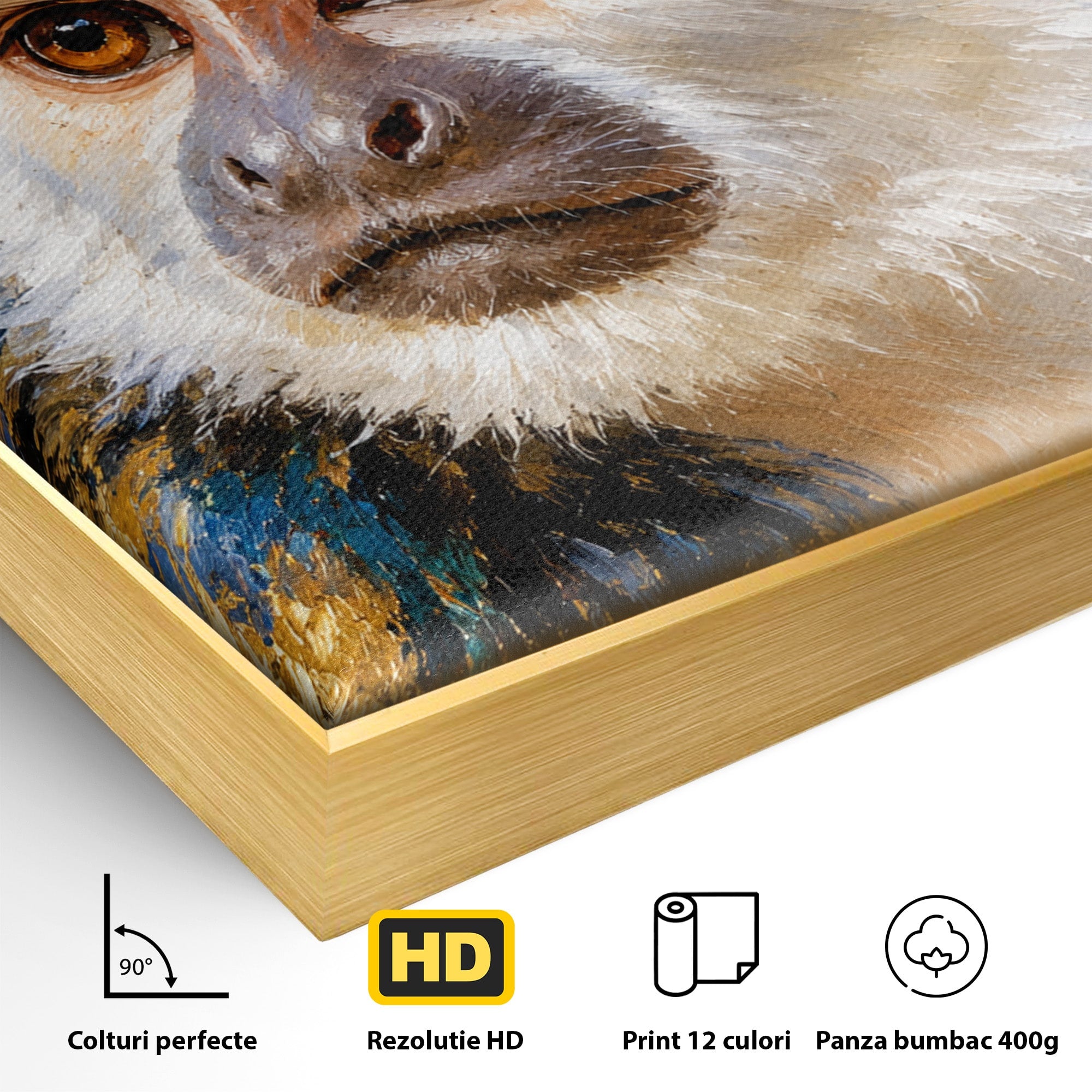 Tablou Canvas Premium LuxCanva® M1668, Maimuta Aurie, Maimuta, Portret, Animale, Natura, Birou, Culori Vibrante