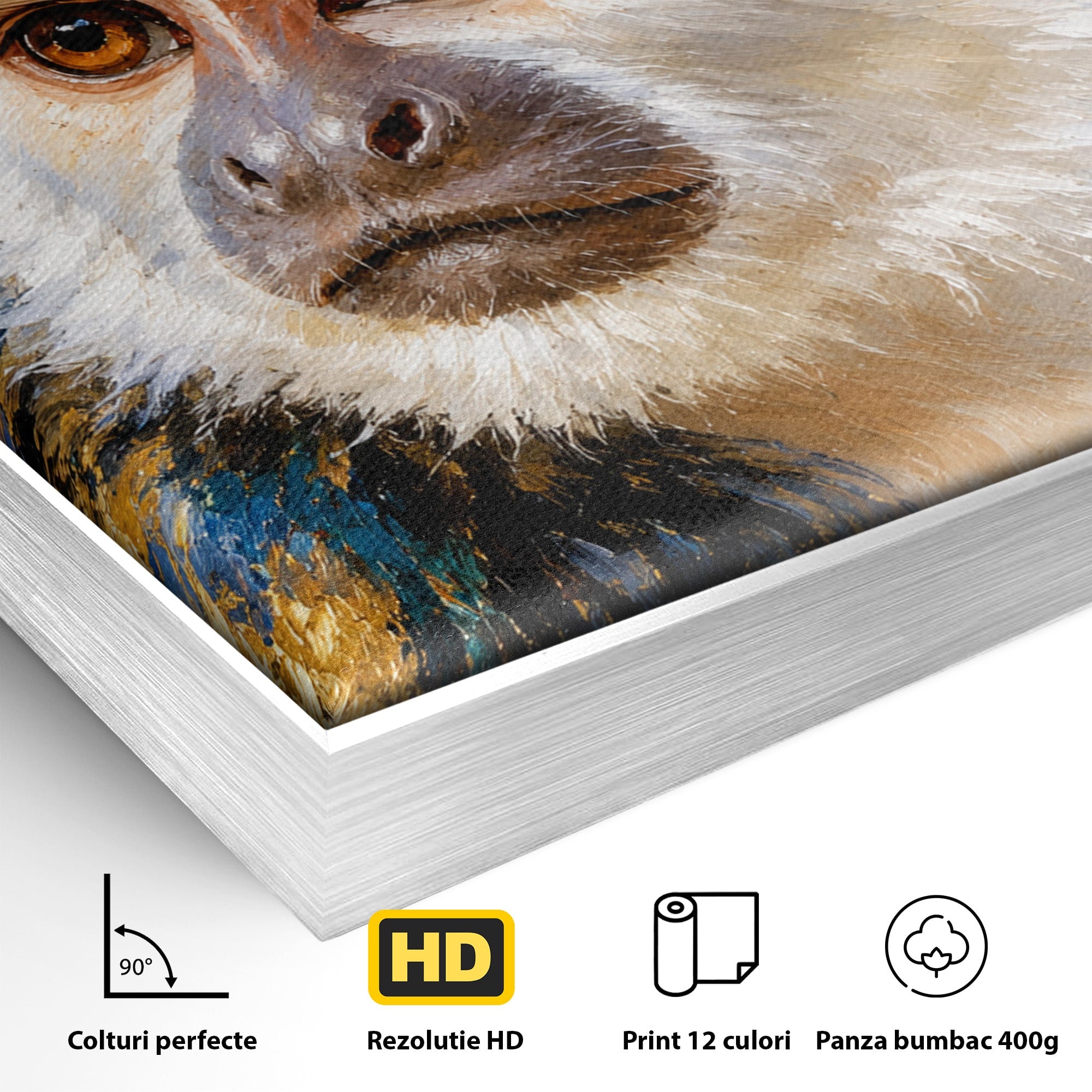 Tablou Canvas Premium LuxCanva® M1668, Maimuta Aurie, Maimuta, Portret, Animale, Natura, Birou, Culori Vibrante