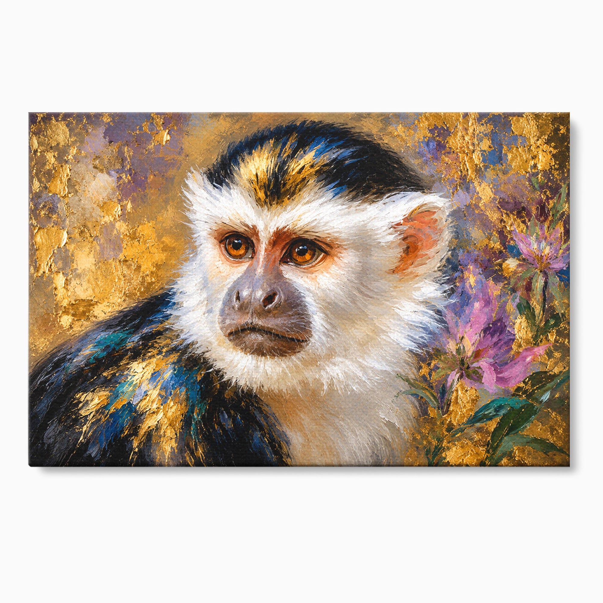 Tablou Canvas Premium LuxCanva® M1668, Maimuta Aurie, Maimuta, Portret, Animale, Natura, Birou, Culori Vibrante