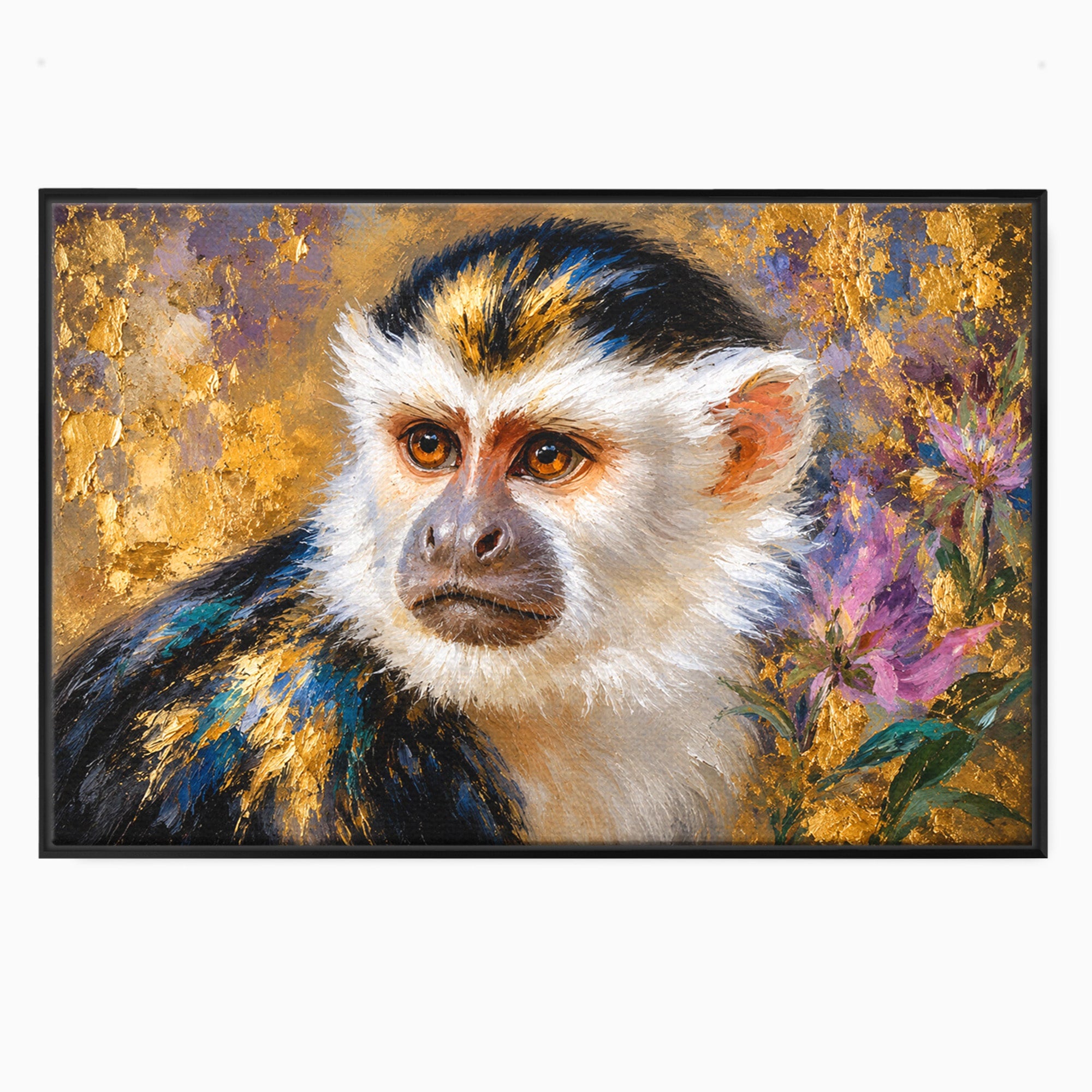 Tablou Canvas Premium LuxCanva® M1668, Maimuta Aurie, Maimuta, Portret, Animale, Natura, Birou, Culori Vibrante