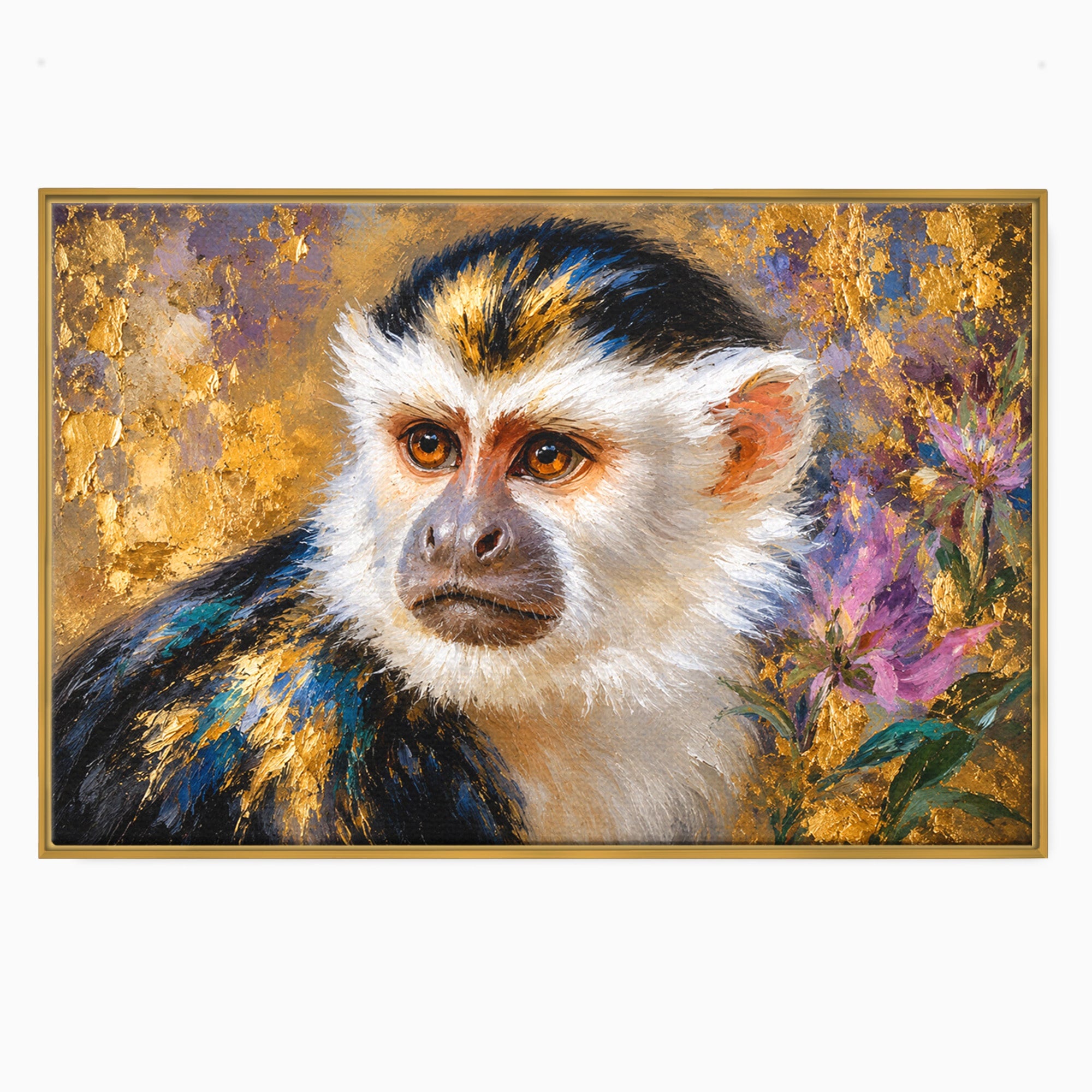 Tablou Canvas Premium LuxCanva® M1668, Maimuta Aurie, Maimuta, Portret, Animale, Natura, Birou, Culori Vibrante